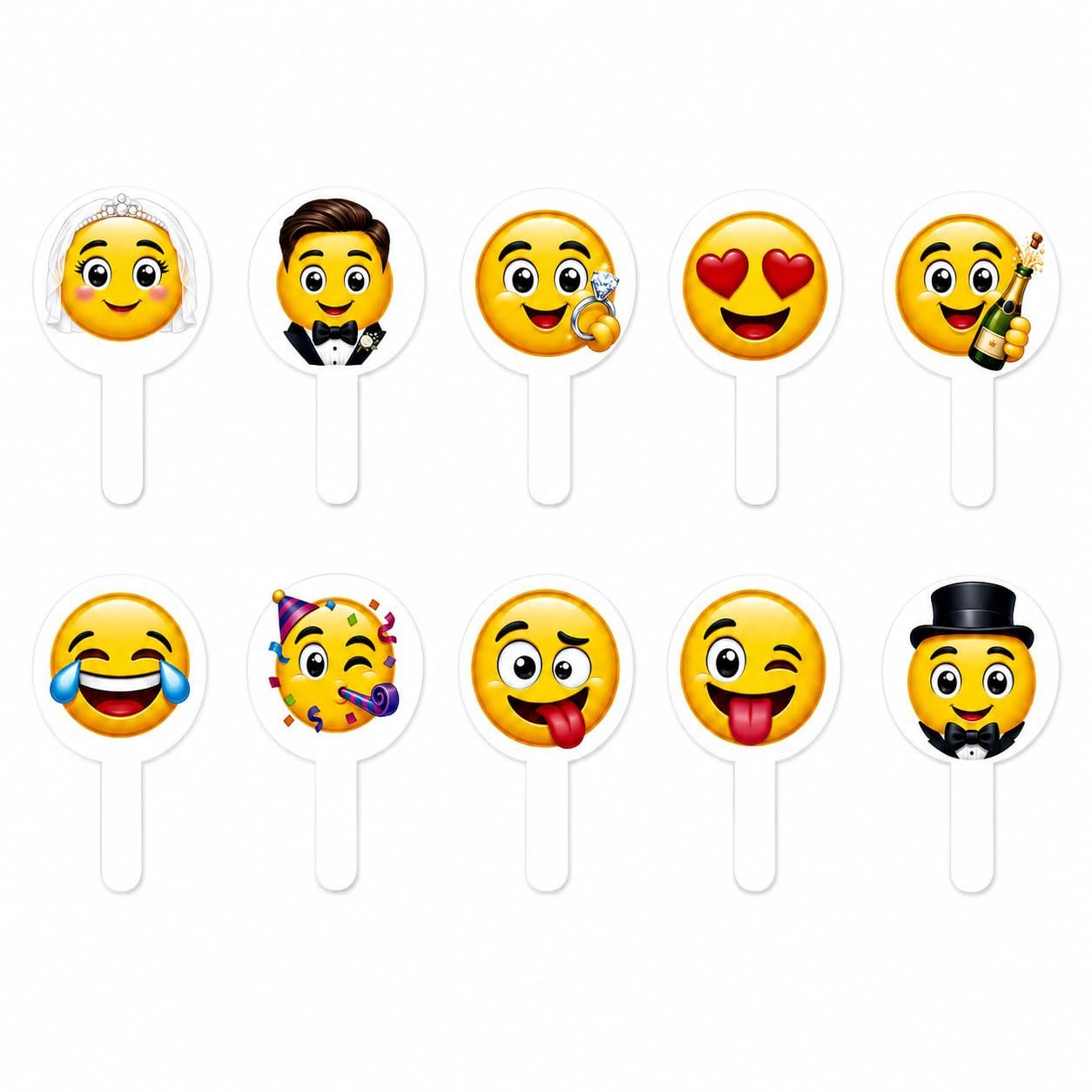 DARO Design Dekoobjekt Emoji Fotobox Requisiten Foto Props Hochzeit Party Set (Geschenkset, 10er-Set Event Essential – 10 Foto-Requisiten), 10 Foto-Requisiten, 6 mm HDF