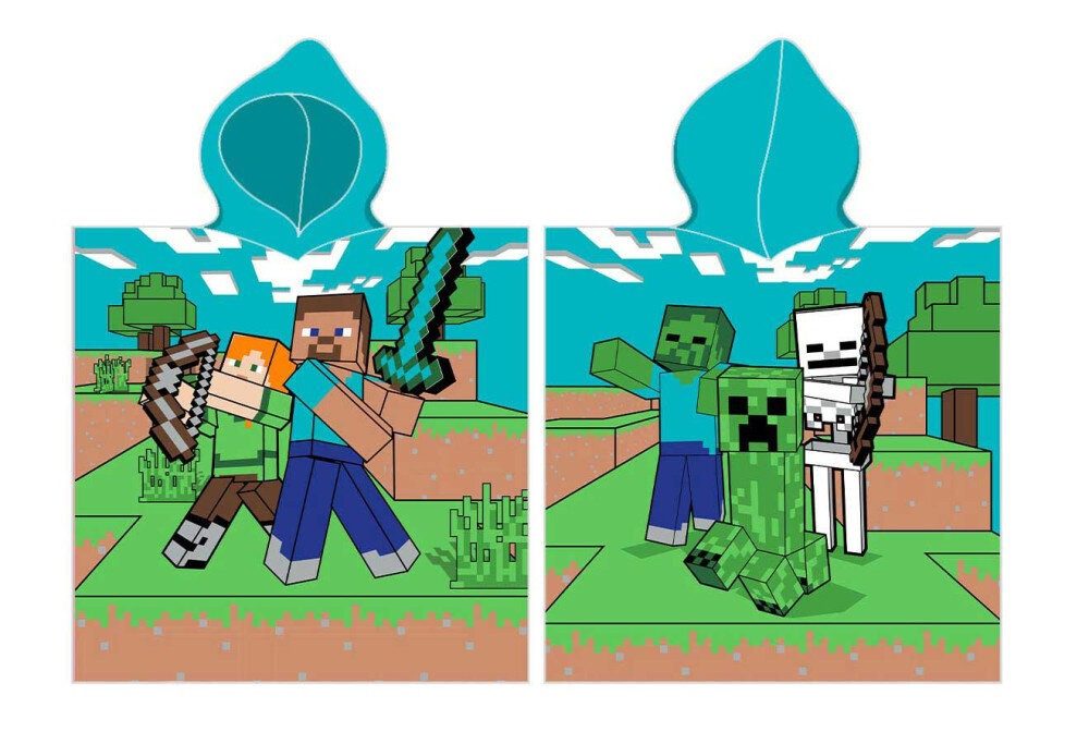Carbotex Strandtuch Minecraft Field Strand-Poncho-Handtuch