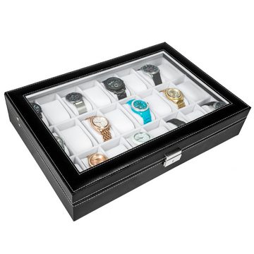 tectake Uhrenbox Uhrenbox mit 24 Fächern inkl. Schlüssel