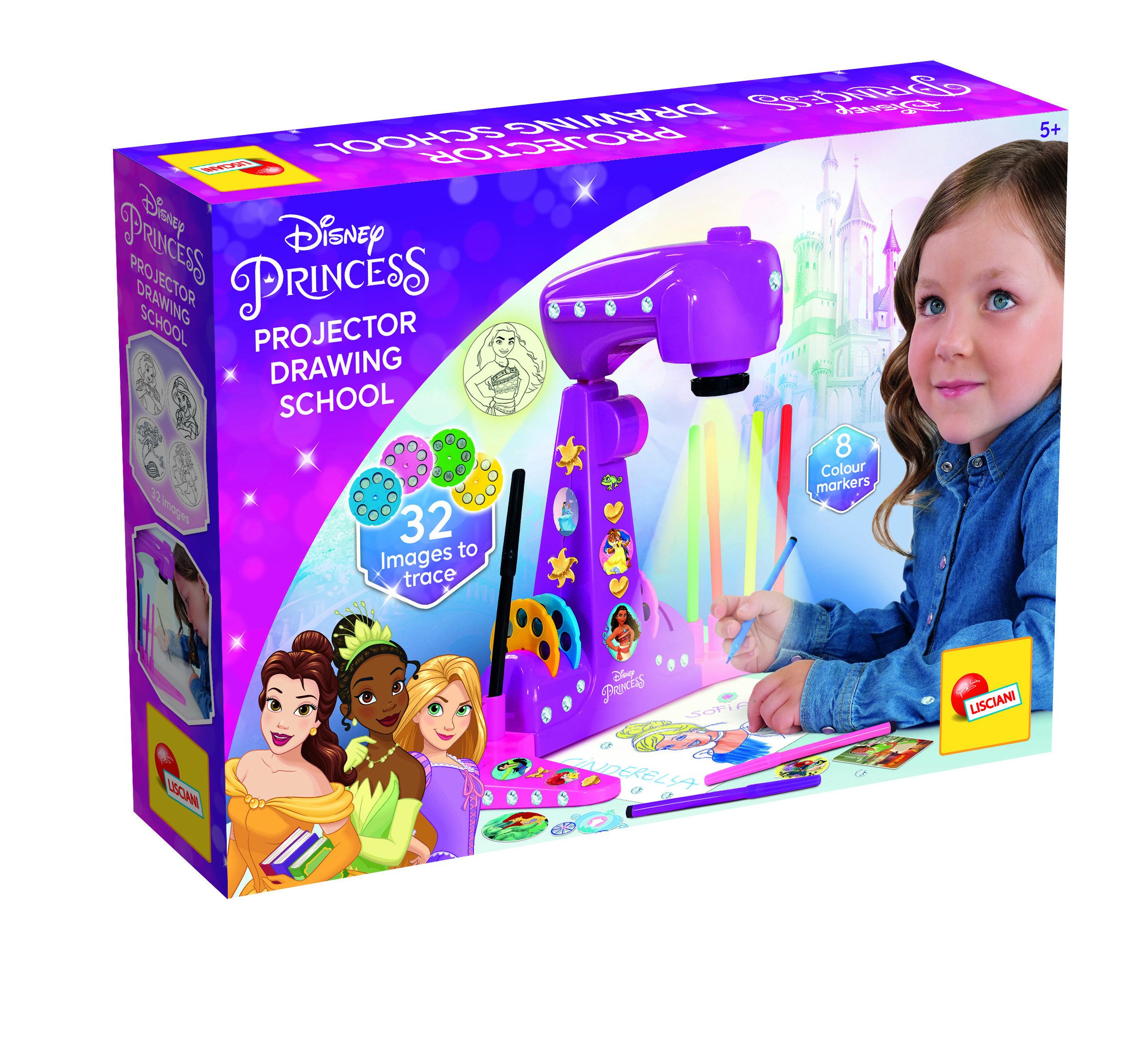 Lisciani Kreativset Disney Princess Zeichenschule mit LED Projektor