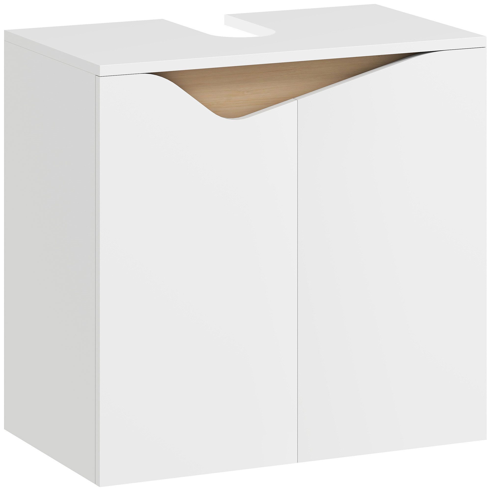 HOMCOM Waschbeckenunterschrank Waschtischunterschrank mit Soft-Close Badezimmerschrank Weiß (Waschtischunterschrank, 1-St., Badezimmer Unterschrank) Mit U-Aussc – Bild 2 von 5