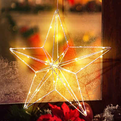 Salcar LED-Lichterkette 35cm 3D Stern Beleuchtet Weihnachtsdeko Fenster