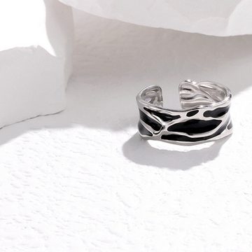 KARMA Fingerring Edelstahlring Silber Schwarz Damen Ring Fingerring Damenring (mehrfarbig), unregelmäßiger Damenring Damenschmuckstück