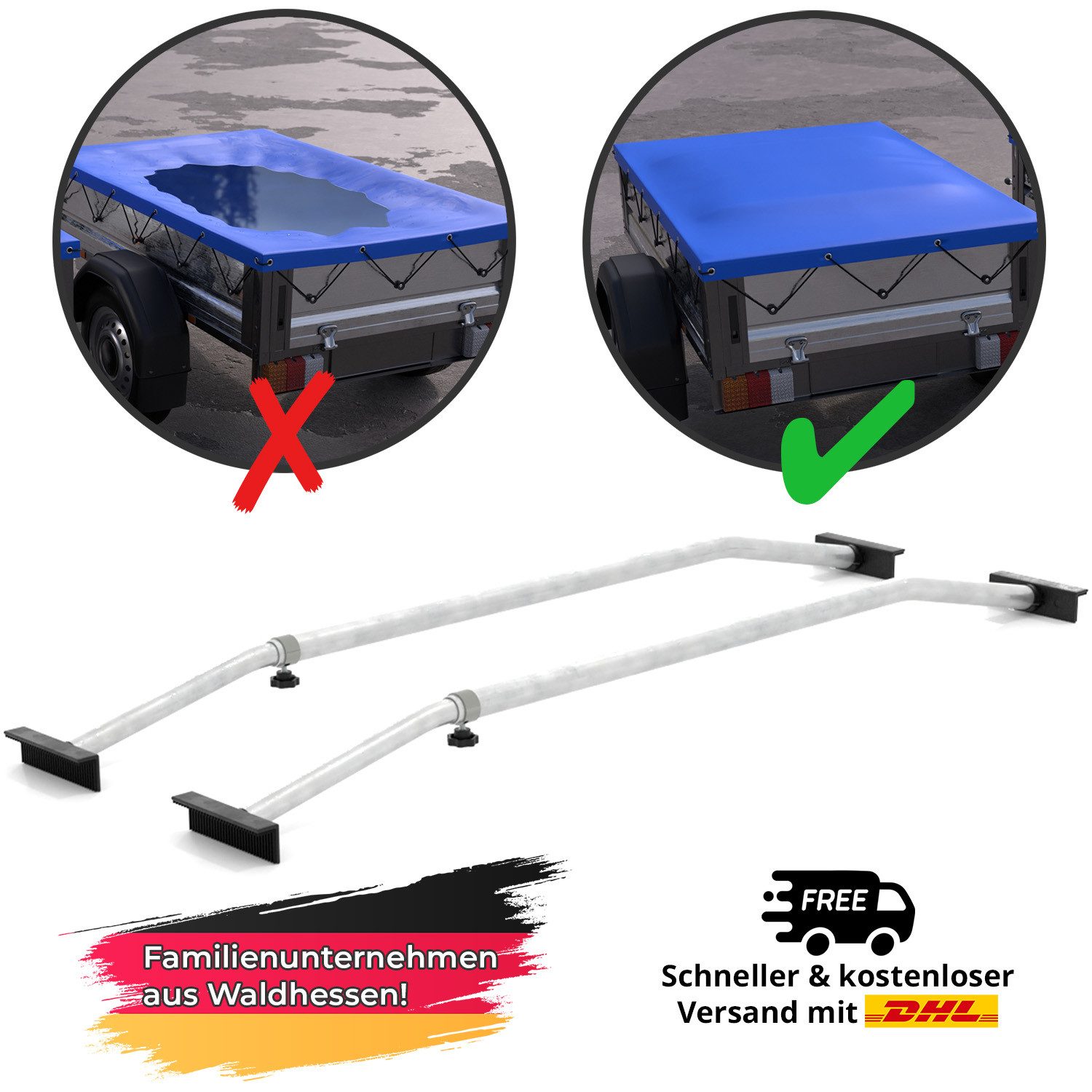 Tarpofix® Schutzplane Planenbügel Anhänger Flachplane 100-145 cm (Flachplanenbügel Set, 2-St), stufenlos verstellbar aus Aluminium