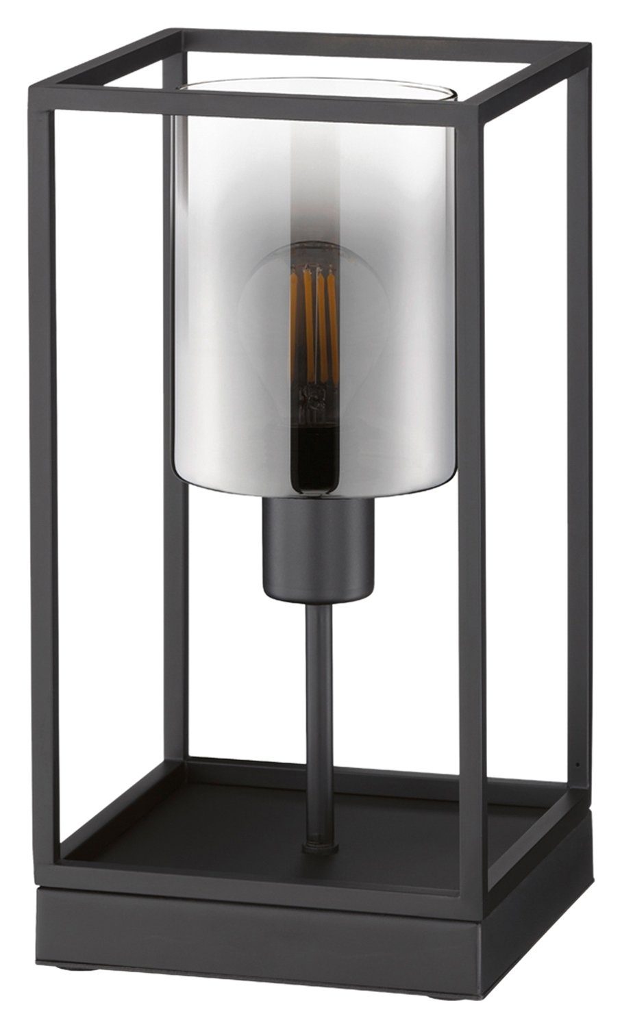 FISCHER & HONSEL Tischleuchte MATERNA, 1-flammig, H 30 cm, Schwarz, Metall, ohne Leuchtmittel, Glas