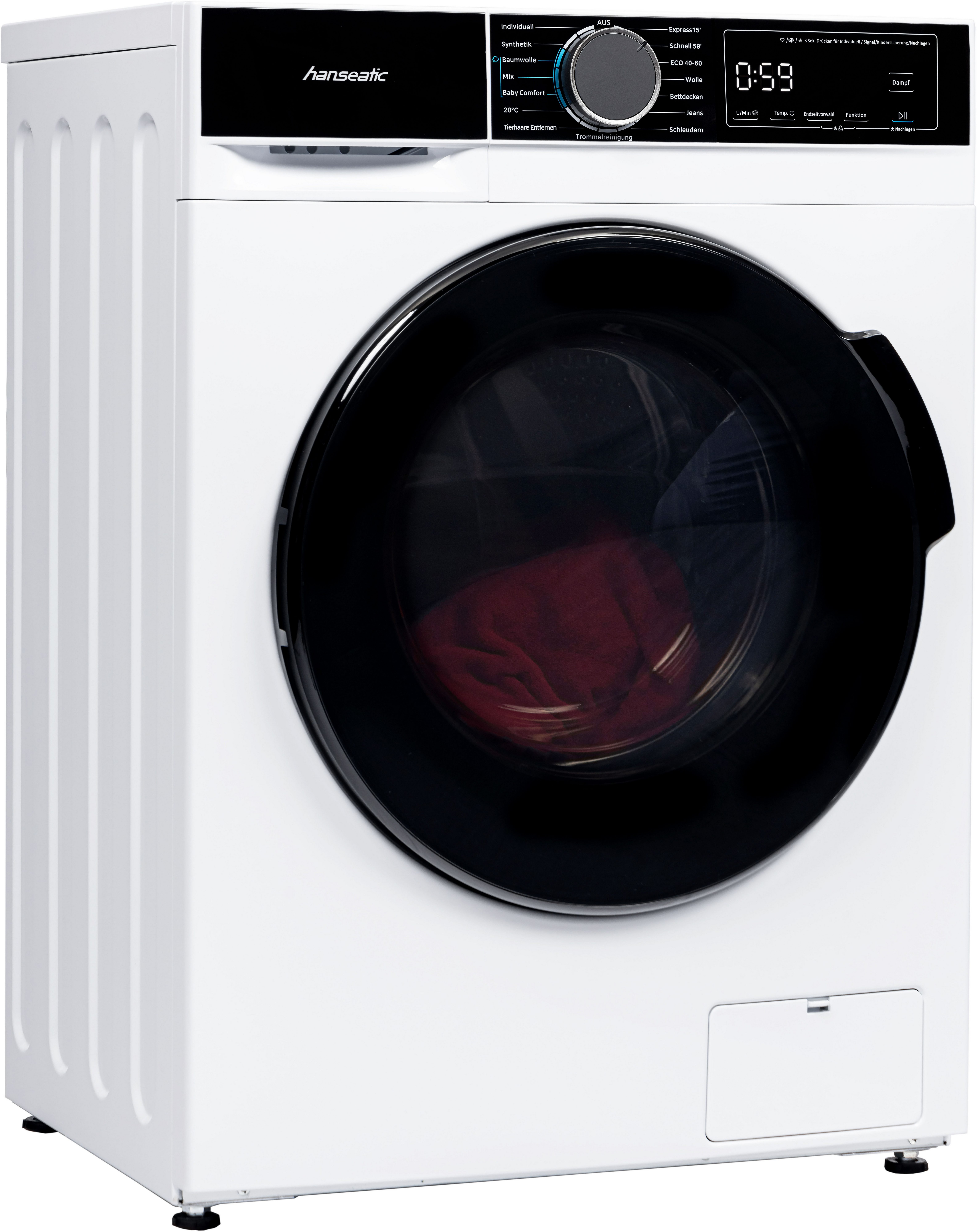 Hanseatic Waschmaschine HWMA814B, 8,0 kg, 1400 U/min, Schnellwaschprogramm, Startzeitvorwahl