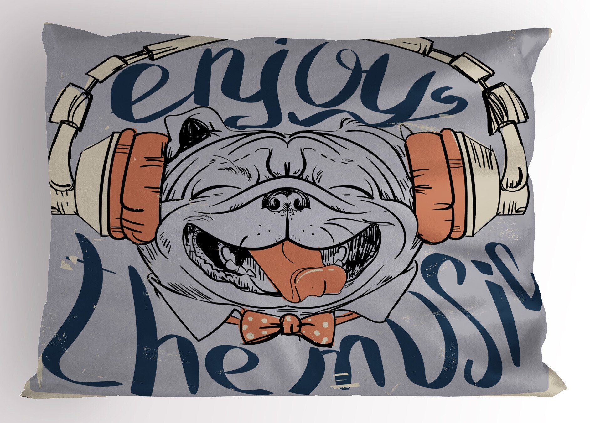 Kissenbezüge Dekorativer Standard King Size Gedruckter Kissenbezug, Abakuhaus (1 Stück), Genieße die Musik Dog in Kopfhörer
