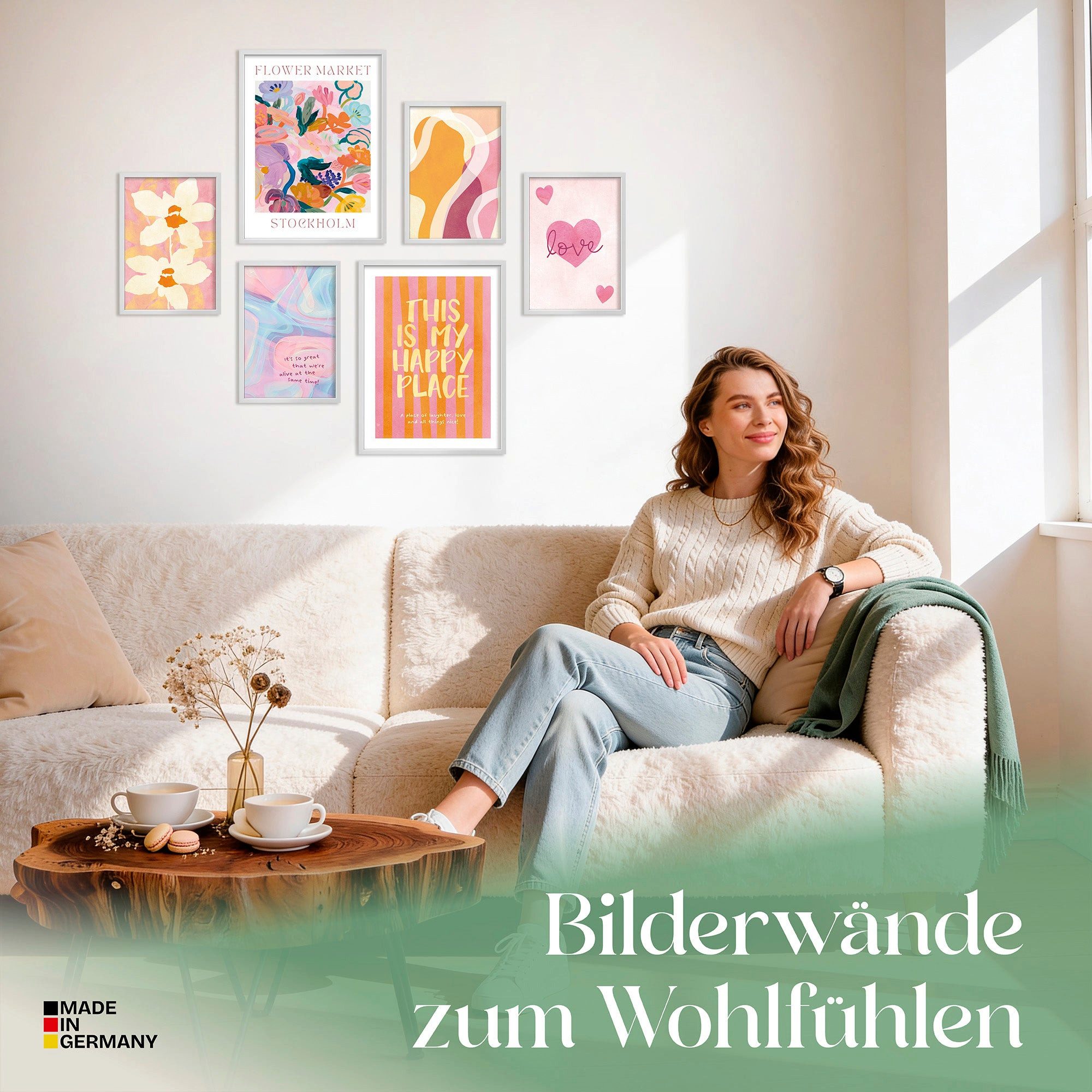 ARTFAVES Bilder-Collage Poster Set Abstract Dopamine Art I mehrteilige Bilderwand I Wandbilder, (Wandbilder modern, 6 St)