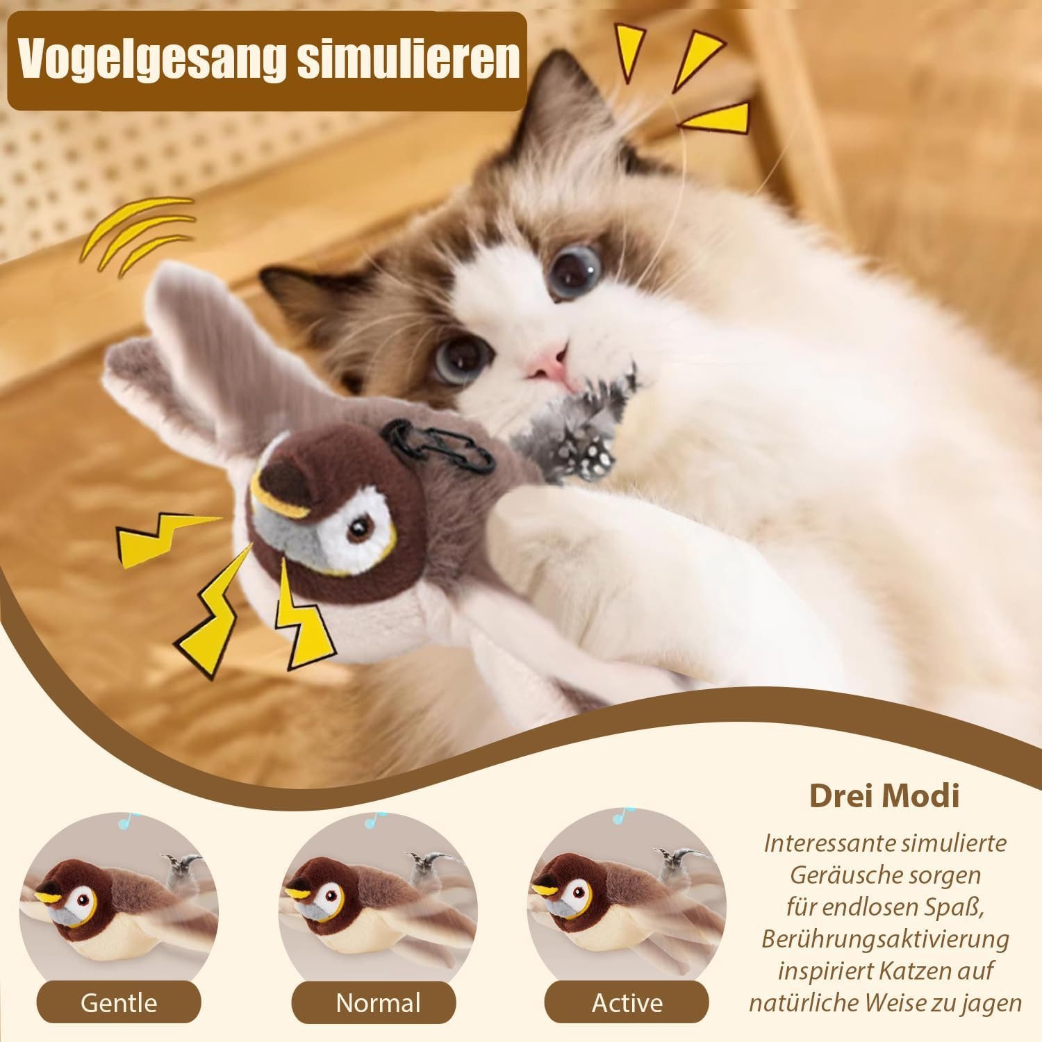 BlingBin Tier-Intelligenzspielzeug Katzenspielzeug Vogel Elektrisch mit günstig online kaufen
