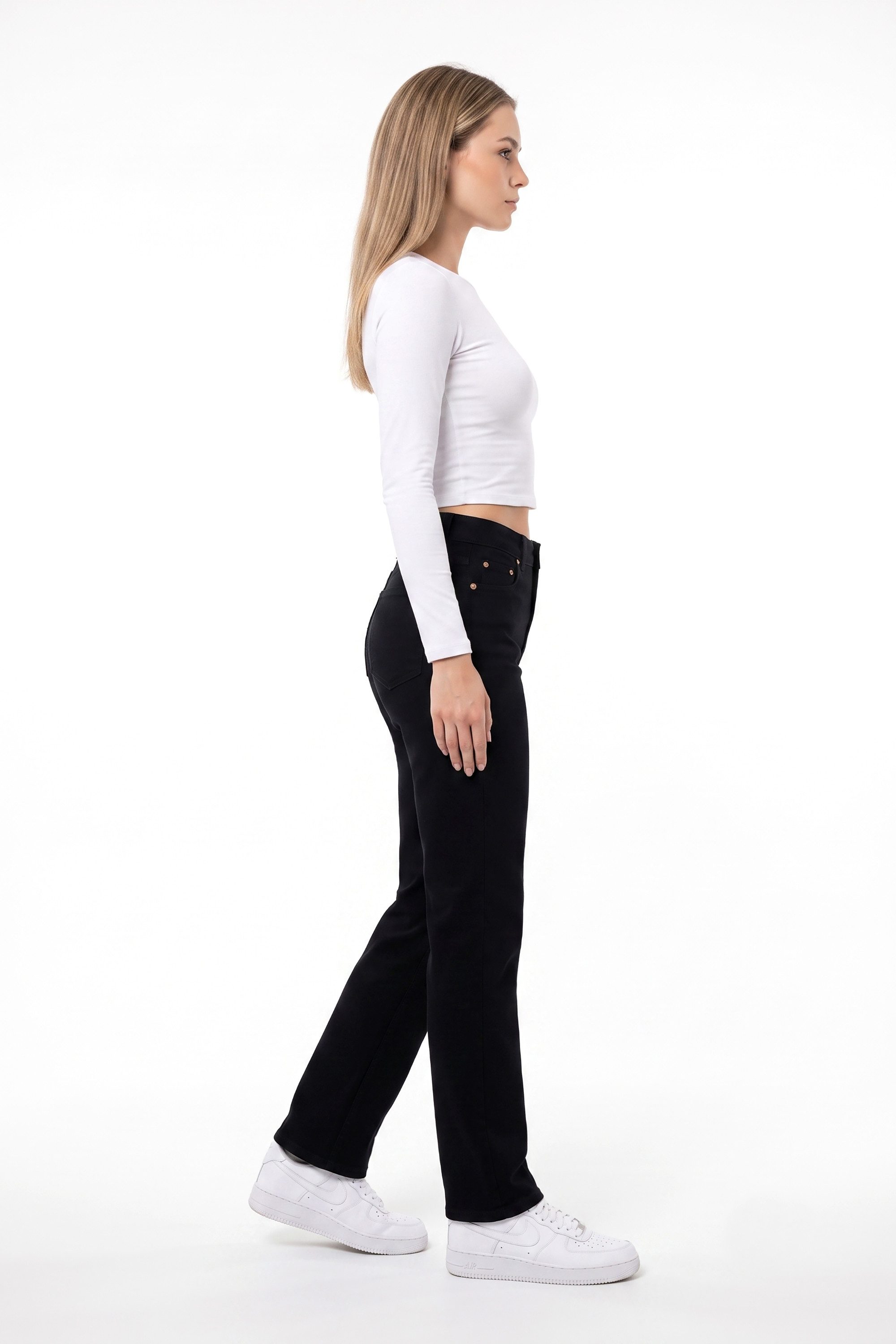 ESRA Regular-fit-Jeans Damen Jeans Straight Leg Stretch Jeans Damen Gerades Bein Jeanshose Straight Jeans Damen Geradeschnitt High Waist Jeanshose bis Übergröße – Bild 5 von 5