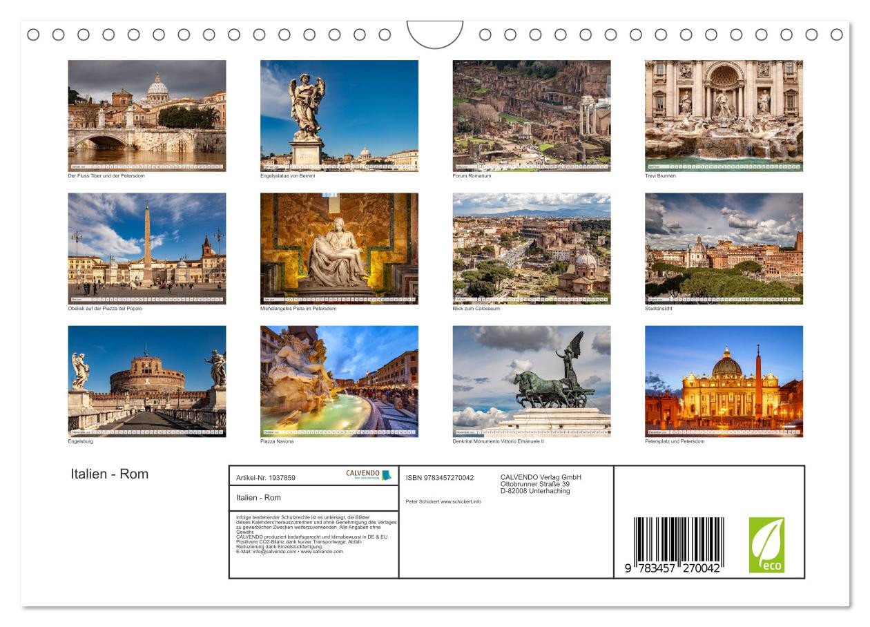 Thumbnail - CALVENDO Wandkalender Italien - Rom (Wandkalender 2026 DIN A4 quer), CALVENDO Monatskalender