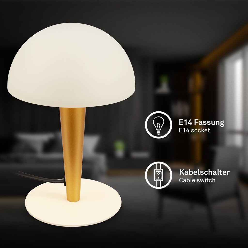 Briloner Leuchten Tischleuchte Tischlampe Kabelschalter E14, ohne Leuchtmittel, Abhängig vom Leuchtmittel - Warmweiß / Neutralweiß / Kaltweiß, 15x22,5 cm, Schlafzimmer, Wohnzimmer, Büro