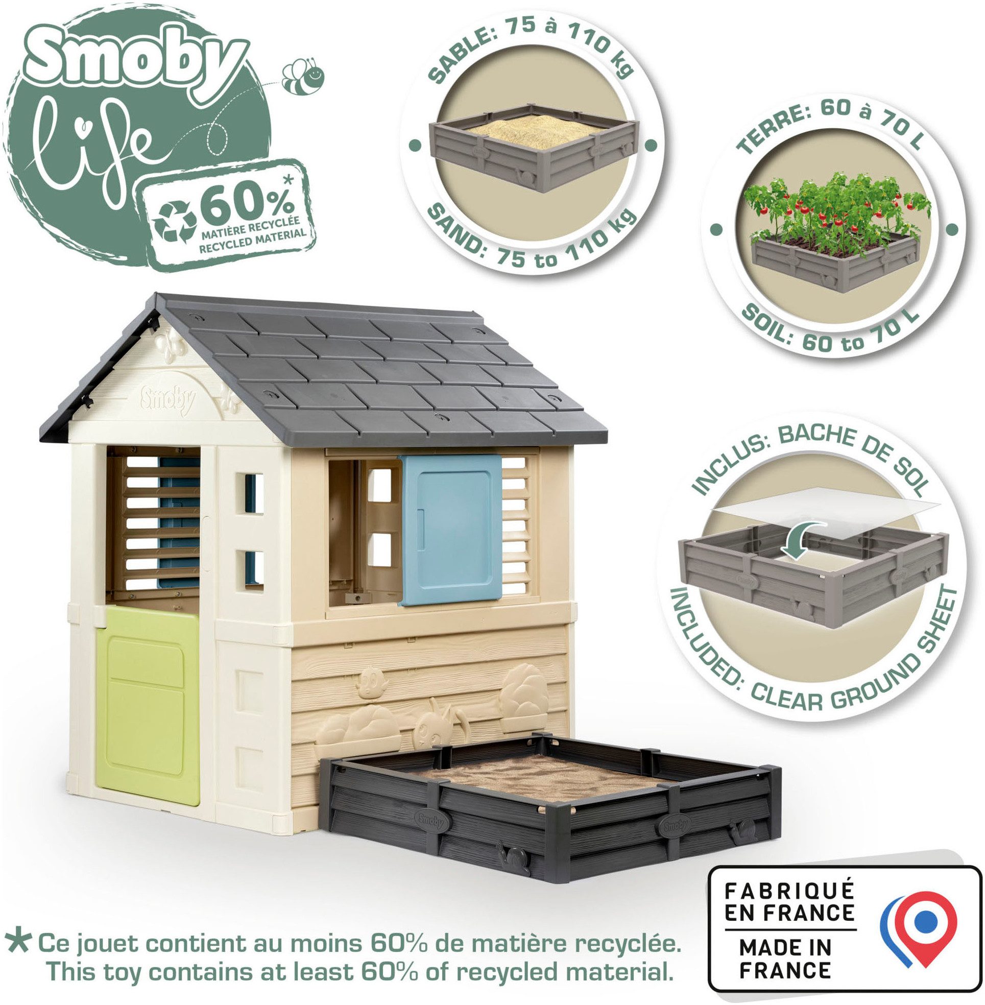 Smoby Spielhaus Smoby Life, Square + Sandkasten, Made in Europe günstig online kaufen