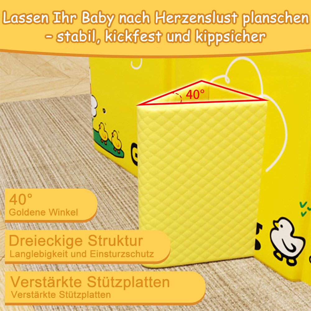 AFKSMILE Babybadewanne Babybadewanne Faltbar, Tragbare Baby Badewanne 5 Bälle & 2 Entchen, Für Kinder 0-8 Jahre mit Verstärkter Plattenstruktur und Doppelabflus – Bild 4 von 5