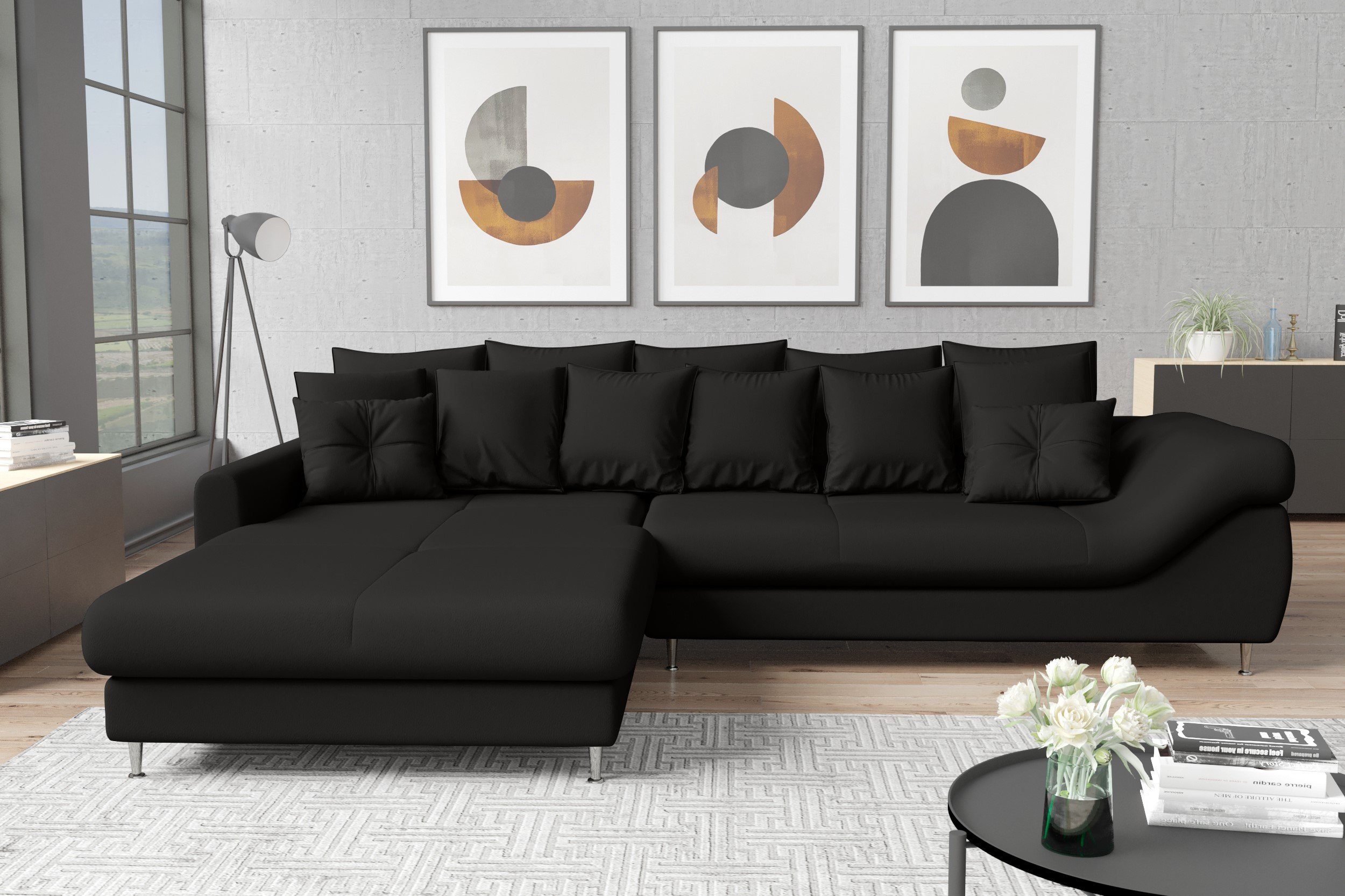 Stylefy Ecksofa Arthur, L-Form, Eckcouch, im Modern inklusive Steppung, links bestellbar, stellbar, frei Design Kissen, mane oder mit rechts Raum