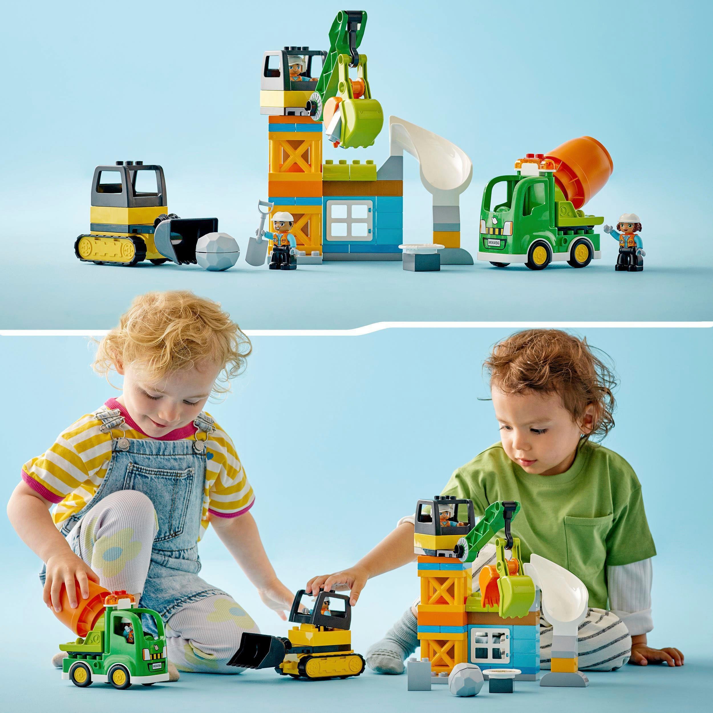 mit LEGO® St), und in mit LEGO® Sound; (61 Licht (10990), Town, Made Baufahrzeugen Europe Konstruktionsspielsteine DUPLO Baustelle