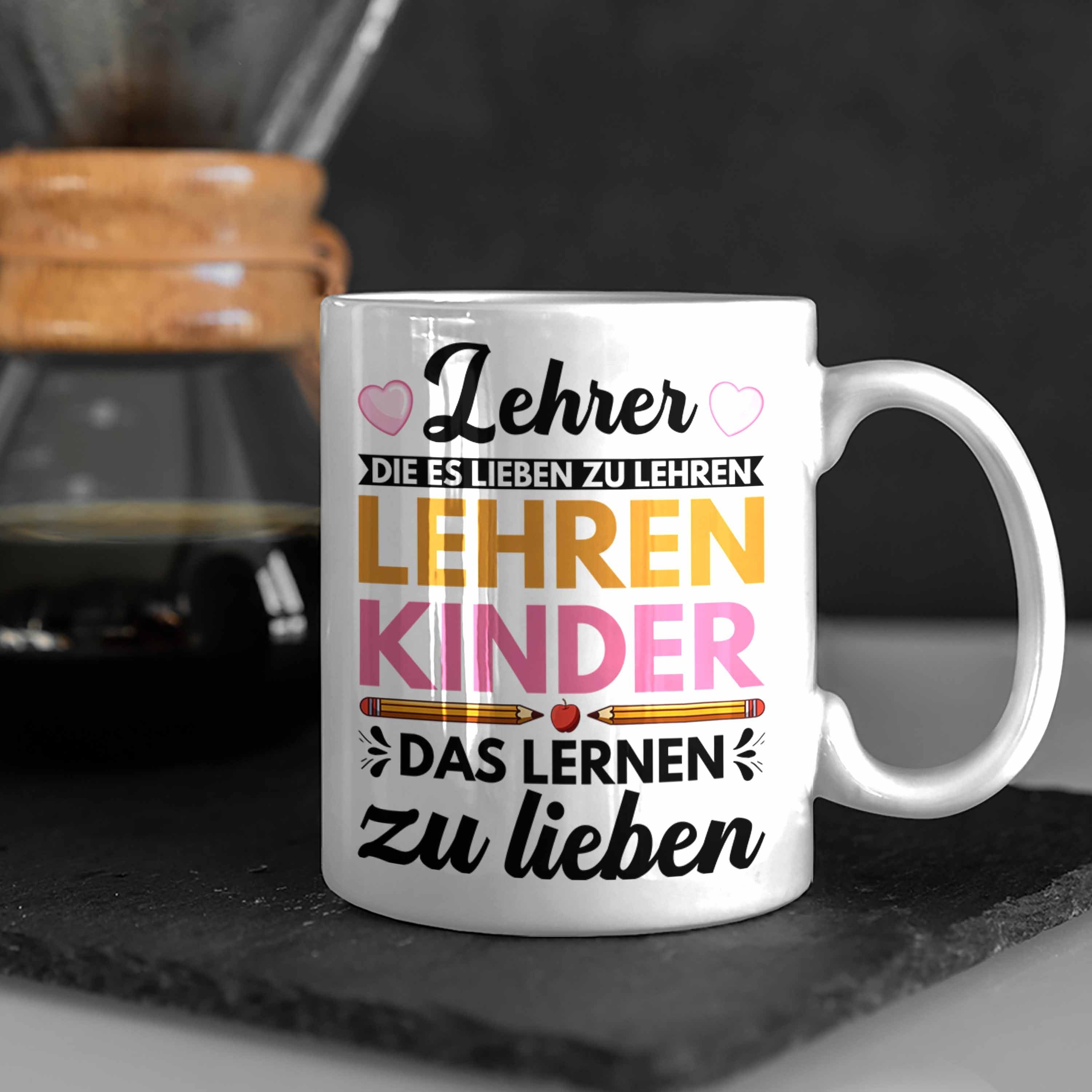 Lehrerin Geschenk Trendation Geschenkidee Tasse Trendation Lehrer zum Abschiedsgeschenk - Weiss Klassenlehrerin Tasse Abschied Danke