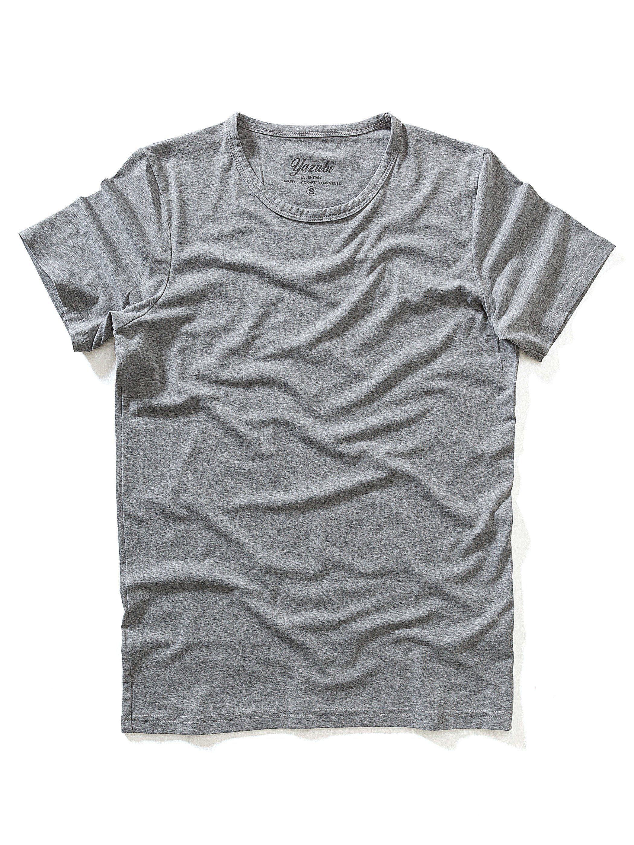 Neck Mythic - Tee Rundhalsshirt (dapple Yazubi Grau T-Shirt (1-tlg) Basic Yazubi gray 163907) Crew modernes