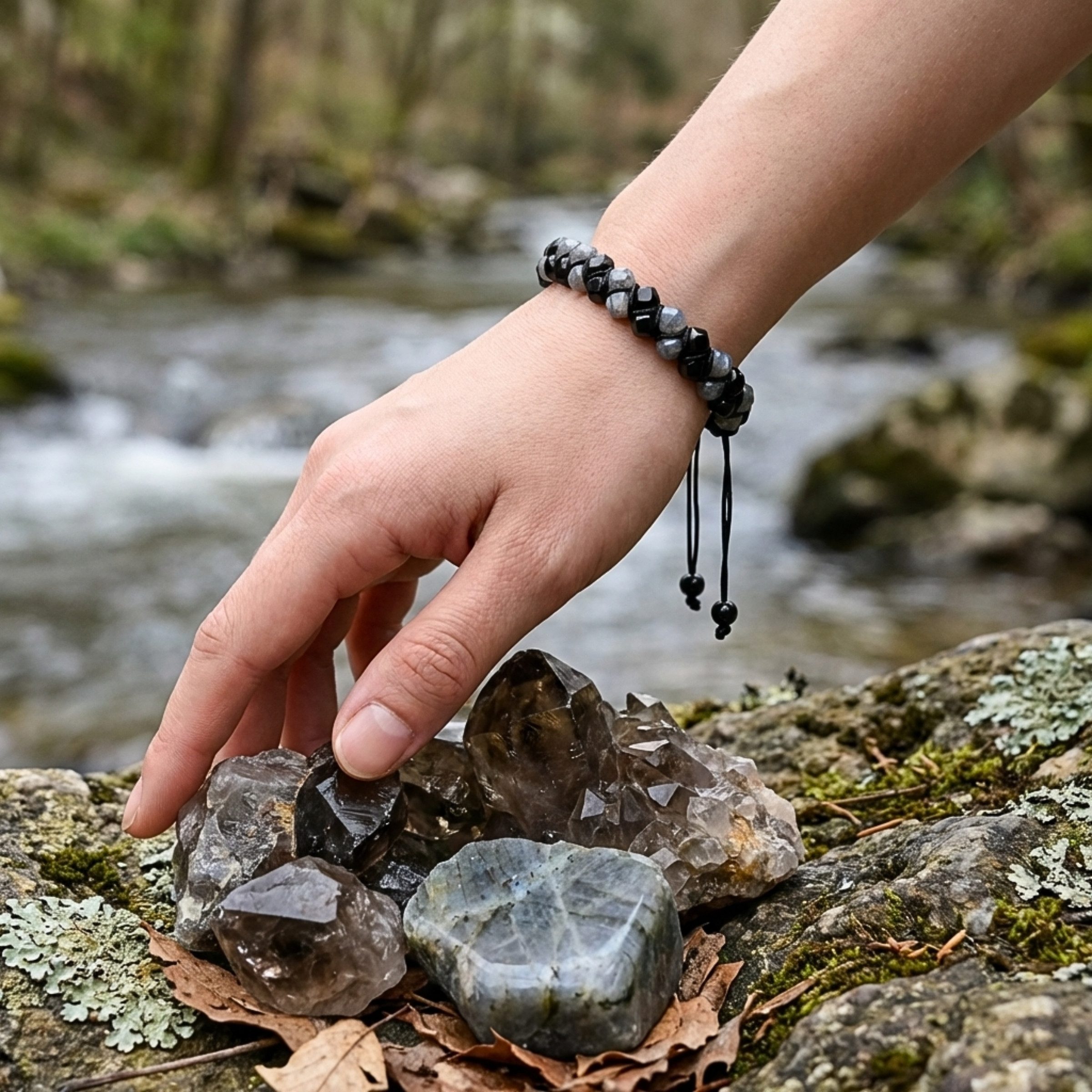 UNIQAL.de Perlenarmband Naturstein Turmalin facettiert (Unisex-Armband mit verstellbarer Makramé-Schließe, Echte Steinperlen, präzise geschliffen, handgefertigt – Bild 4 von 5