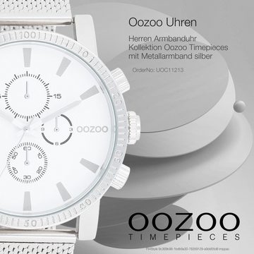 OOZOO Quarzuhr Oozoo Herren Armbanduhr Timepieces Analog, (Analoguhr), Herrenuhr rund, extra groß (ca. 48mm) Metallarmband, Fashion-Style