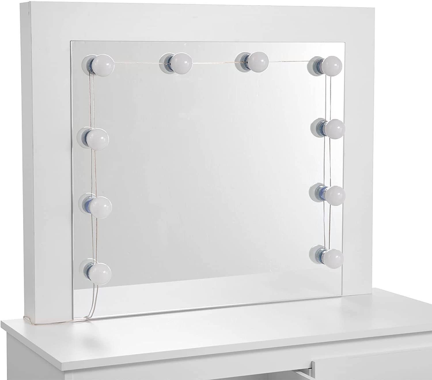 Schubladen, Hocker (1-St), EUGAD 4 Beleuchtung Schminktisch Spiegel, Weiß