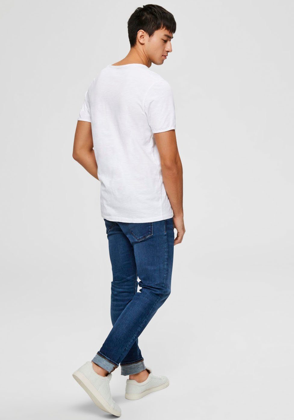 White O-NECK T-Shirt Bright SELECTED MORGAN TEE HOMME
