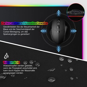 HYTIREBY Gaming Mauspad Gaming Mauspad RGB Mousepad 800x300mm XXL, Gaming Mousepad groß mit 14 Beleuchtungs Modi 7 LED Farben Wasserdicht