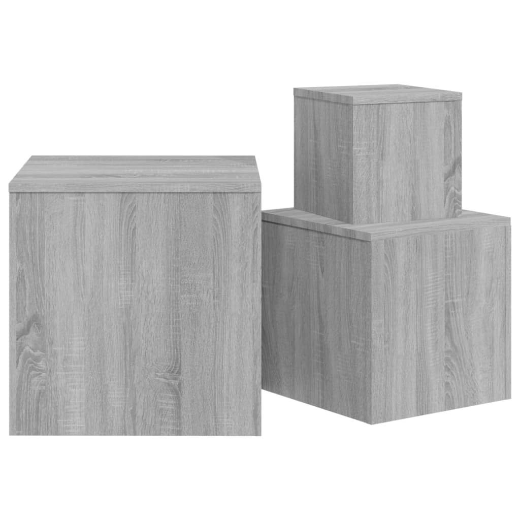 Grau Sonoma 3 furnicato Holzwerkstoff Beistelltisch Stk. (3-St) Beistelltische
