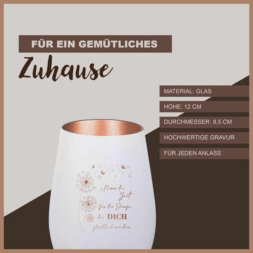 Der Porzellan-Laden Windlicht Windlicht mit inspirierender Gravur: 'Nimm dir Zeit für die Dinge