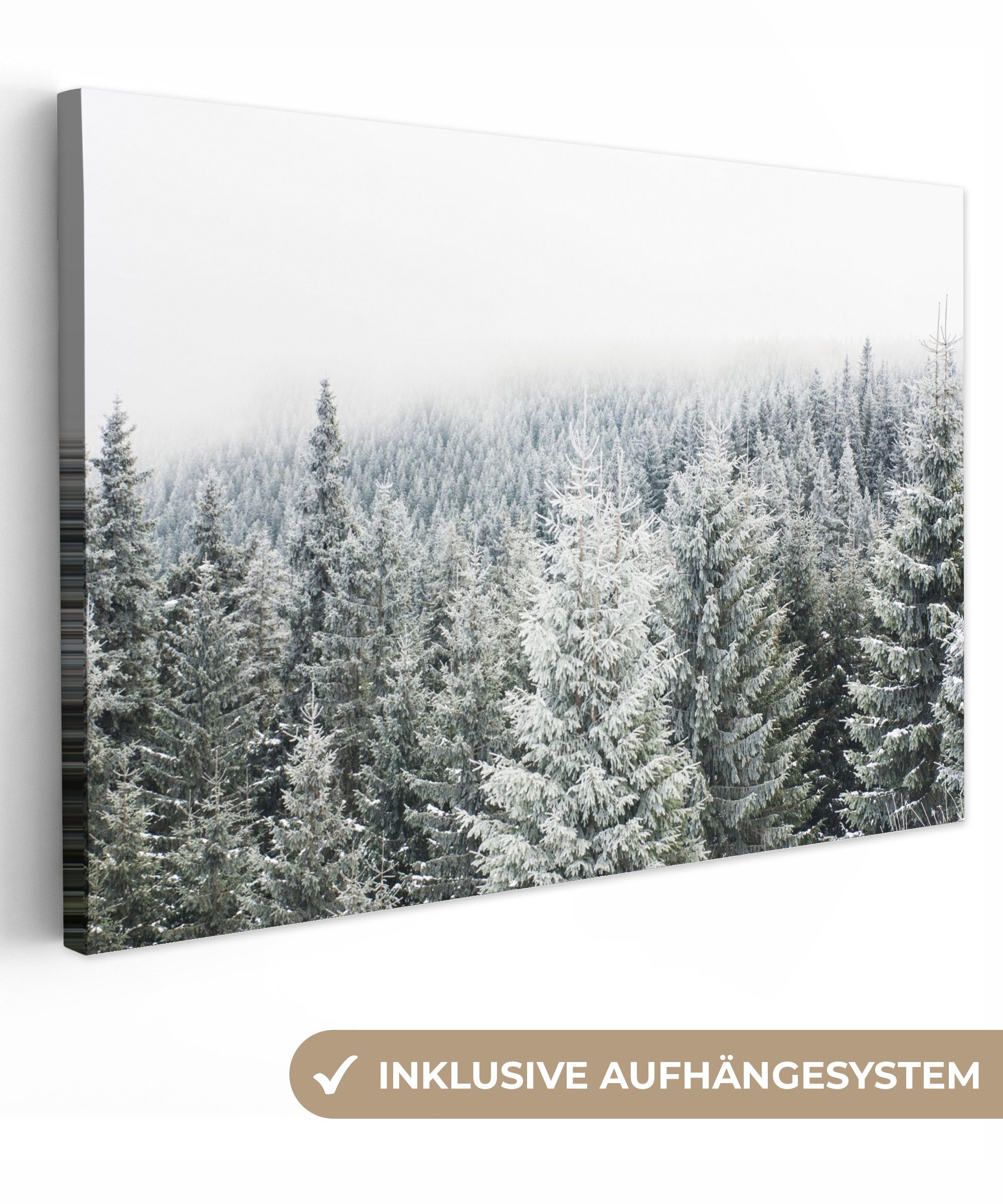 OneMillionCanvasses® Leinwandbild Wald - Schnee - Winter - Jahreszeiten - T günstig online kaufen