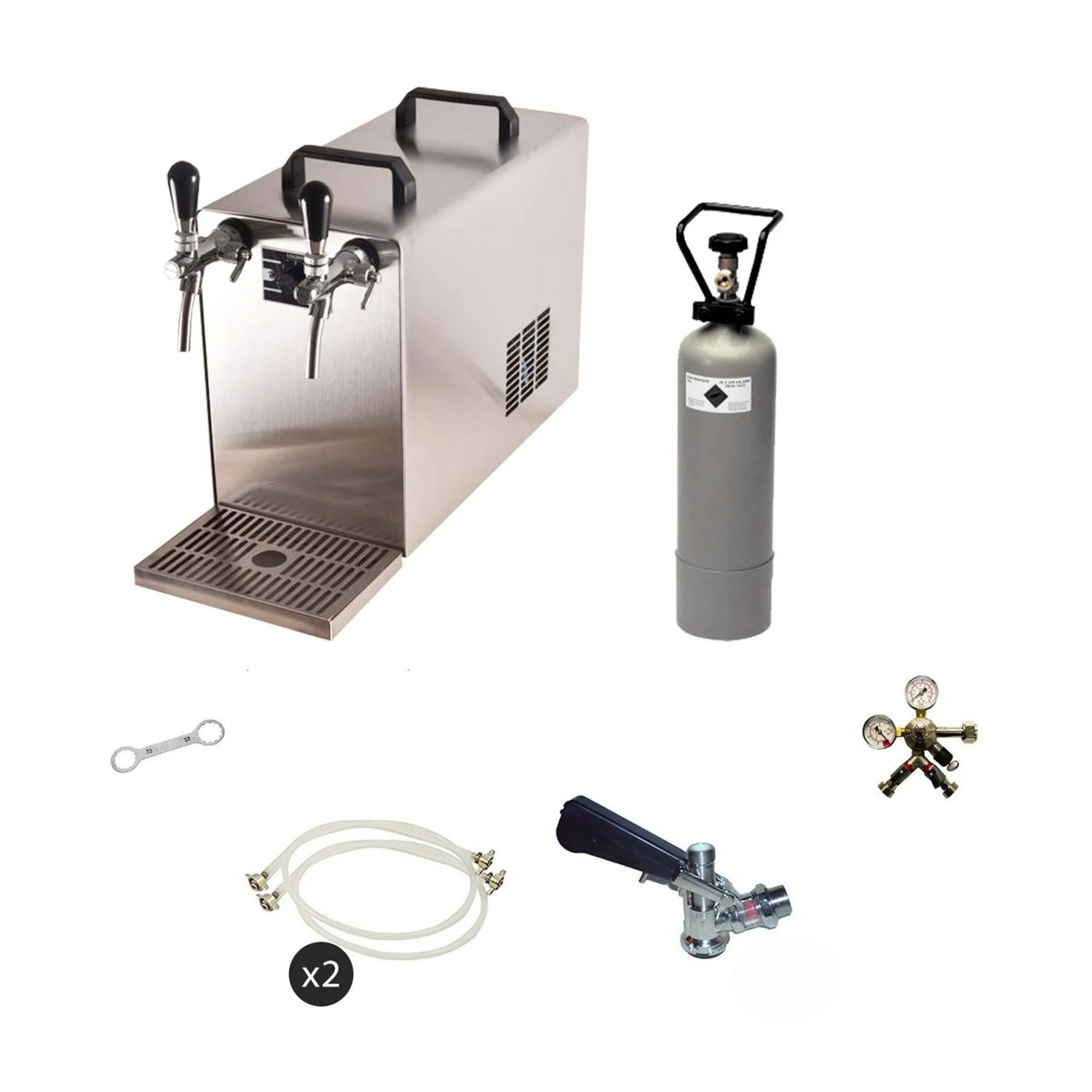 ich-zapfe Bierzapfanlage Bierzapfanlage STREAM 50 Komplettset, 2-Leitungs Trockenkühler, bis, 55 l/h, mit CO2 Flasche
