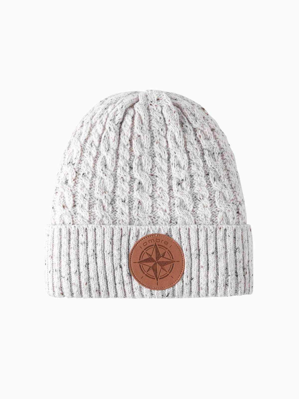 OMBRE Strickmütze Herrenmütze mit rundem geprägtem Patch