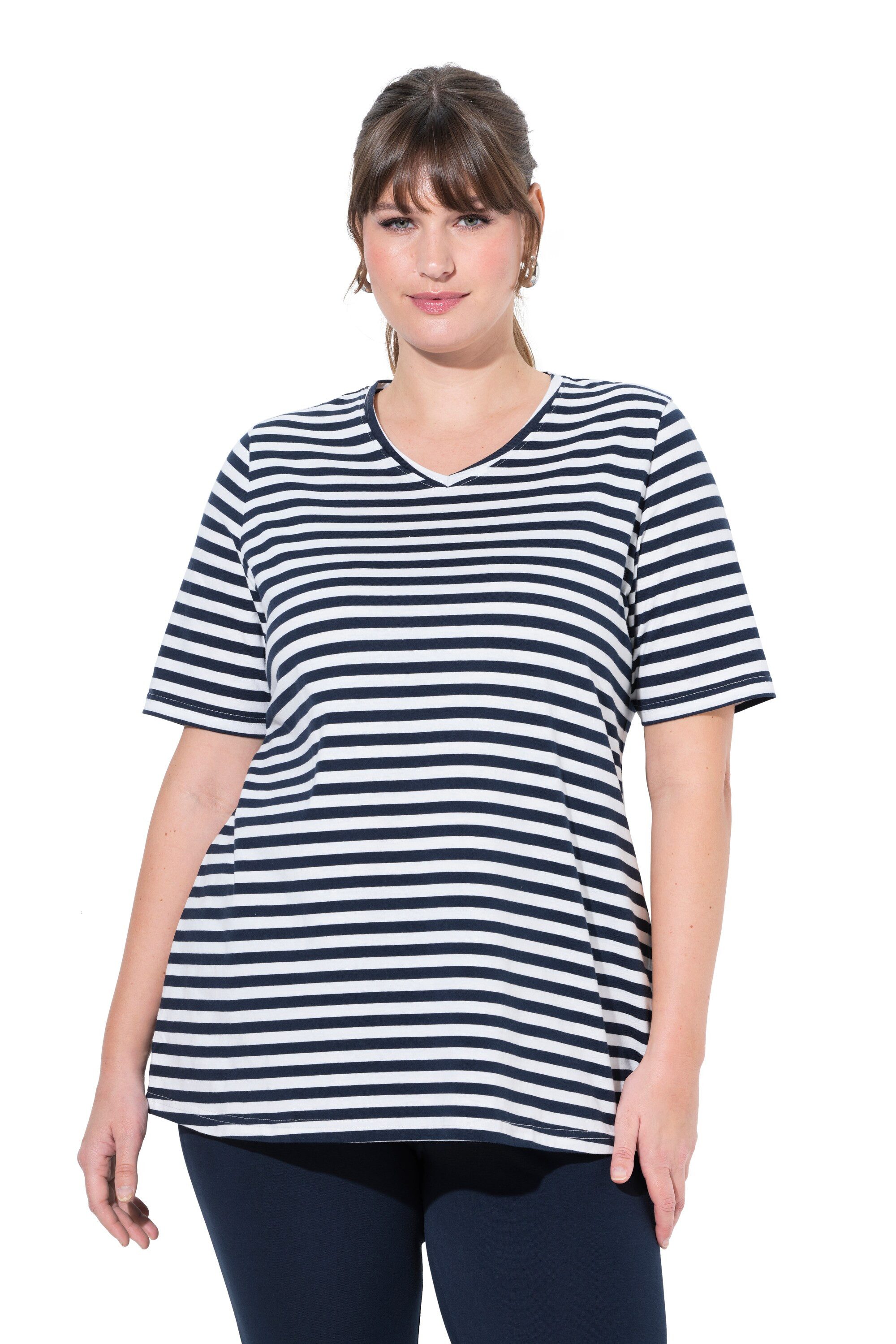 Ulla Popken T-Shirt T-Shirts 2er-Pack Ringel/uni günstig online kaufen