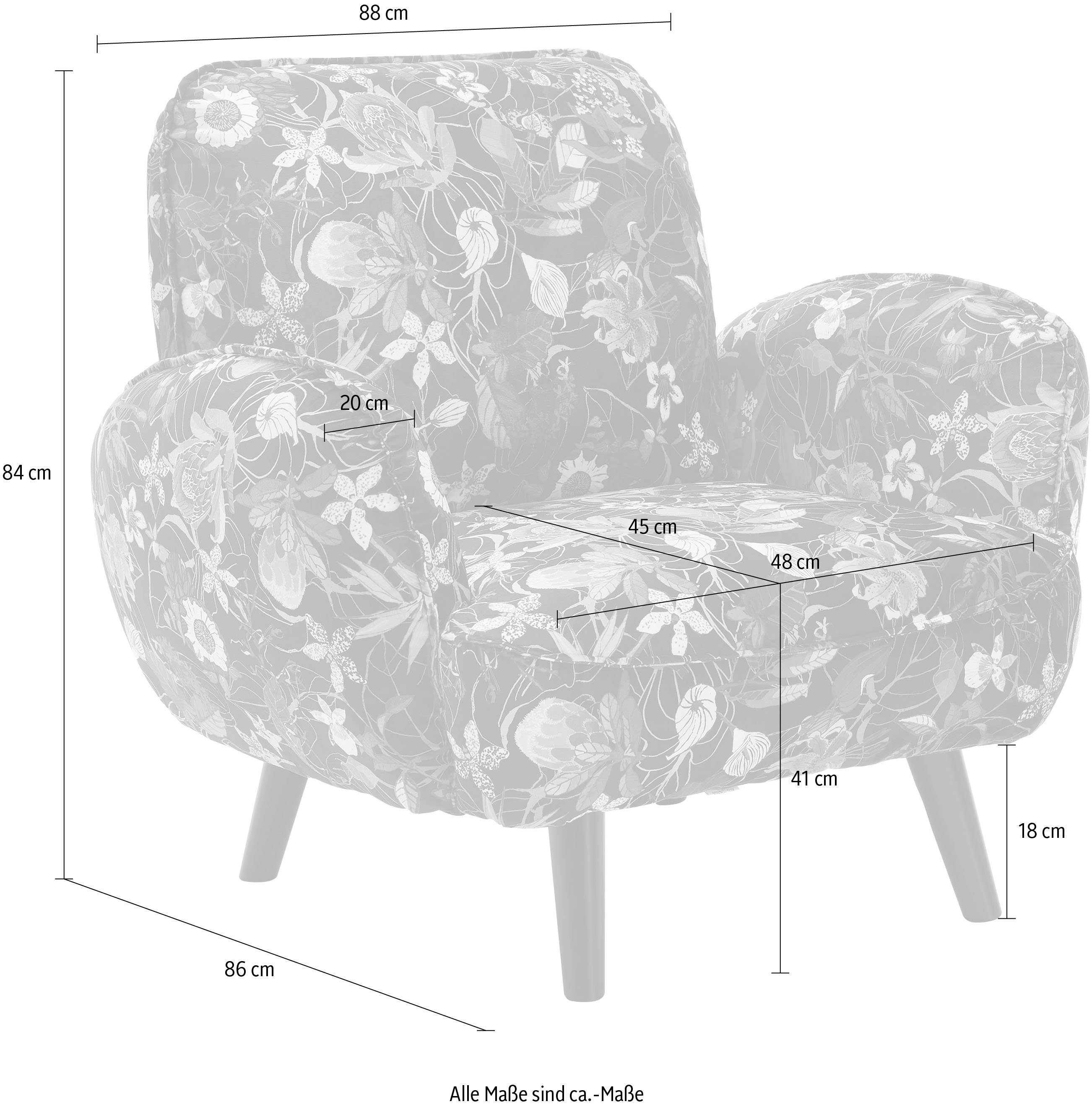 ATLANTIC home collection Sessel Ben, mit Wellenunterfederung, Massivholzfüße, frei im Raum stellbar