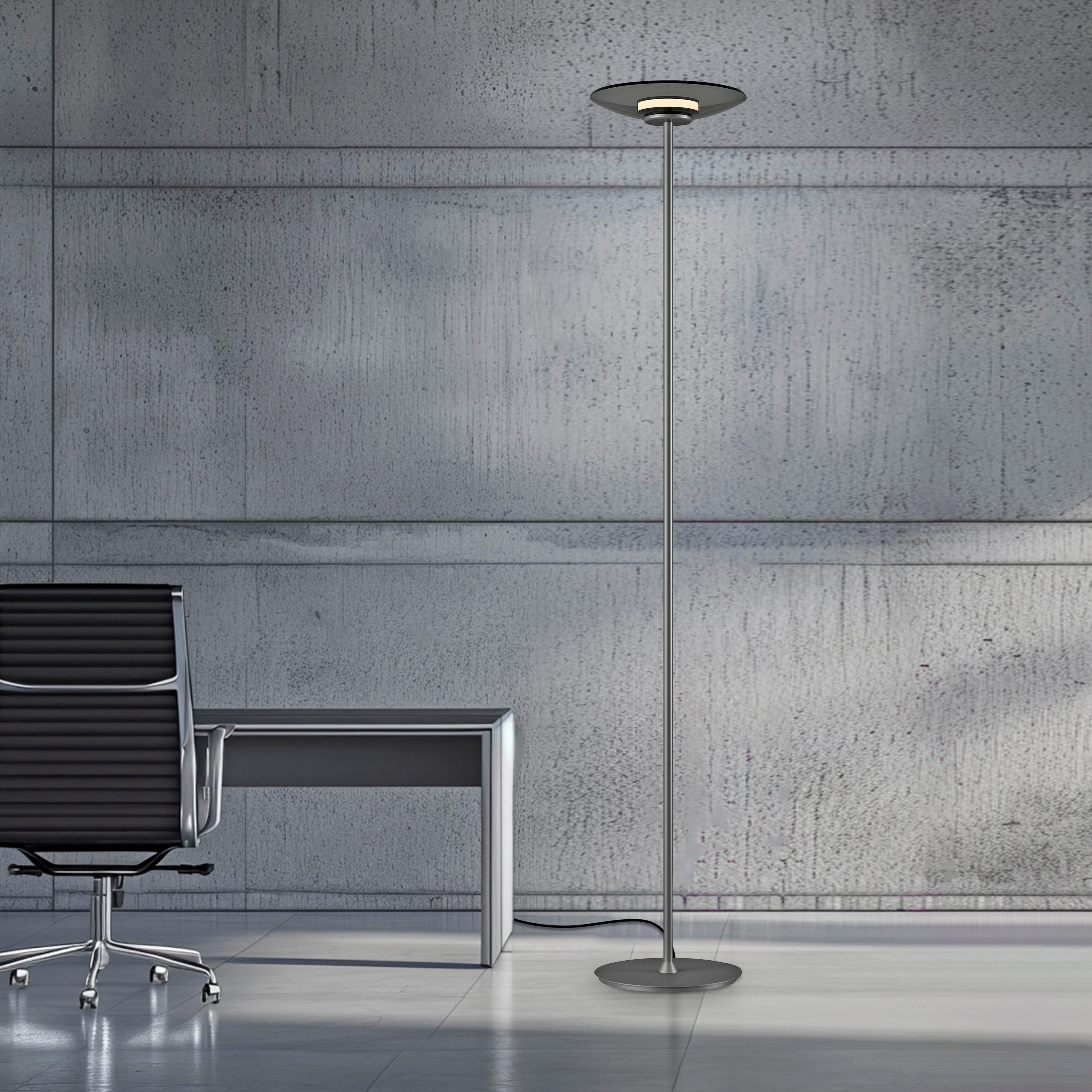 Neuhaus PURE LED Stehlampe PURE Moon, LED fest integriert, Warmweiß, Stufenloses dimmen per Touchdimmer, Rauchglas