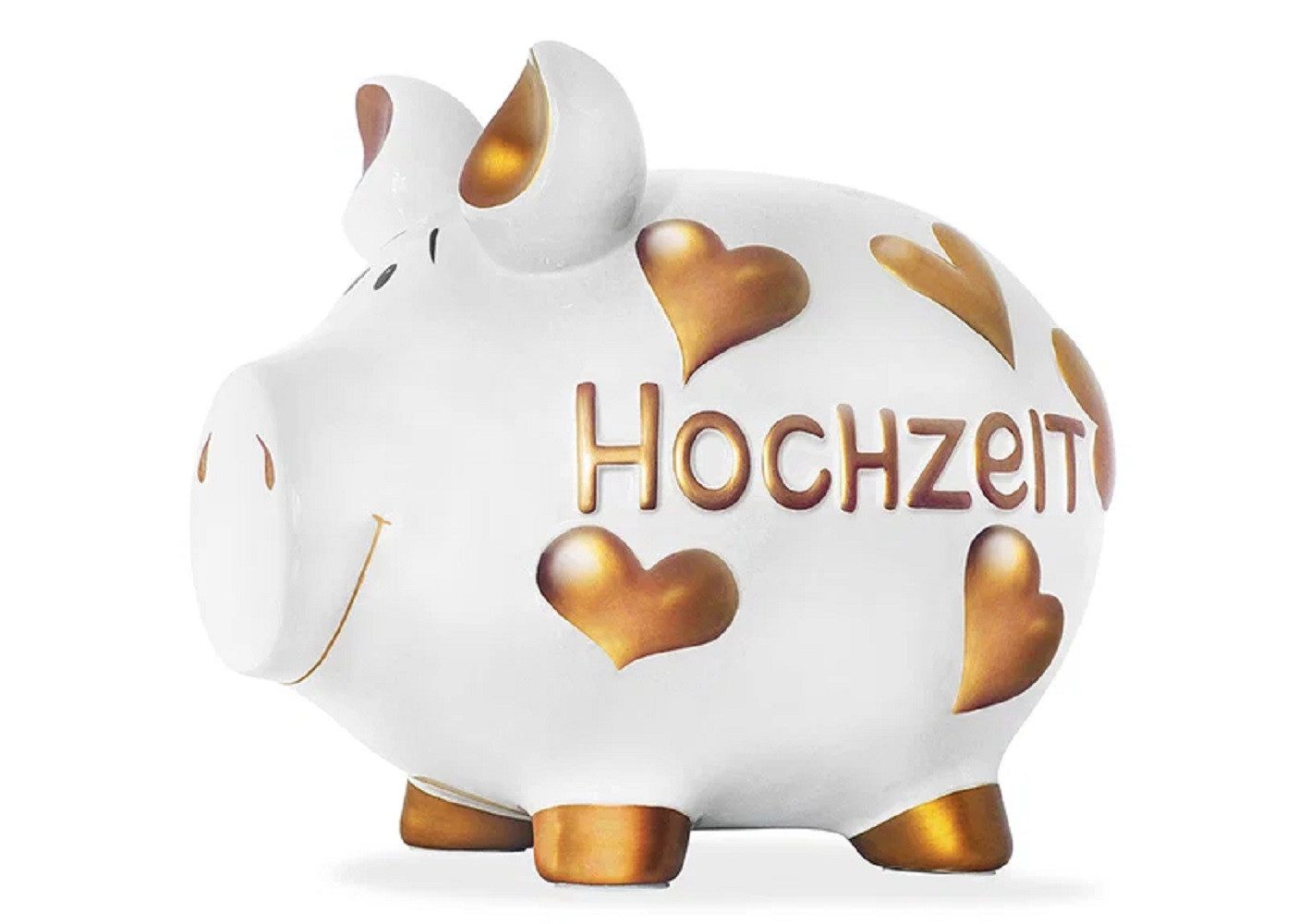 Wurm Spardose Sparschwein 'Hochzeit' weiß gold (B/H/T) 30x25x25cm groß