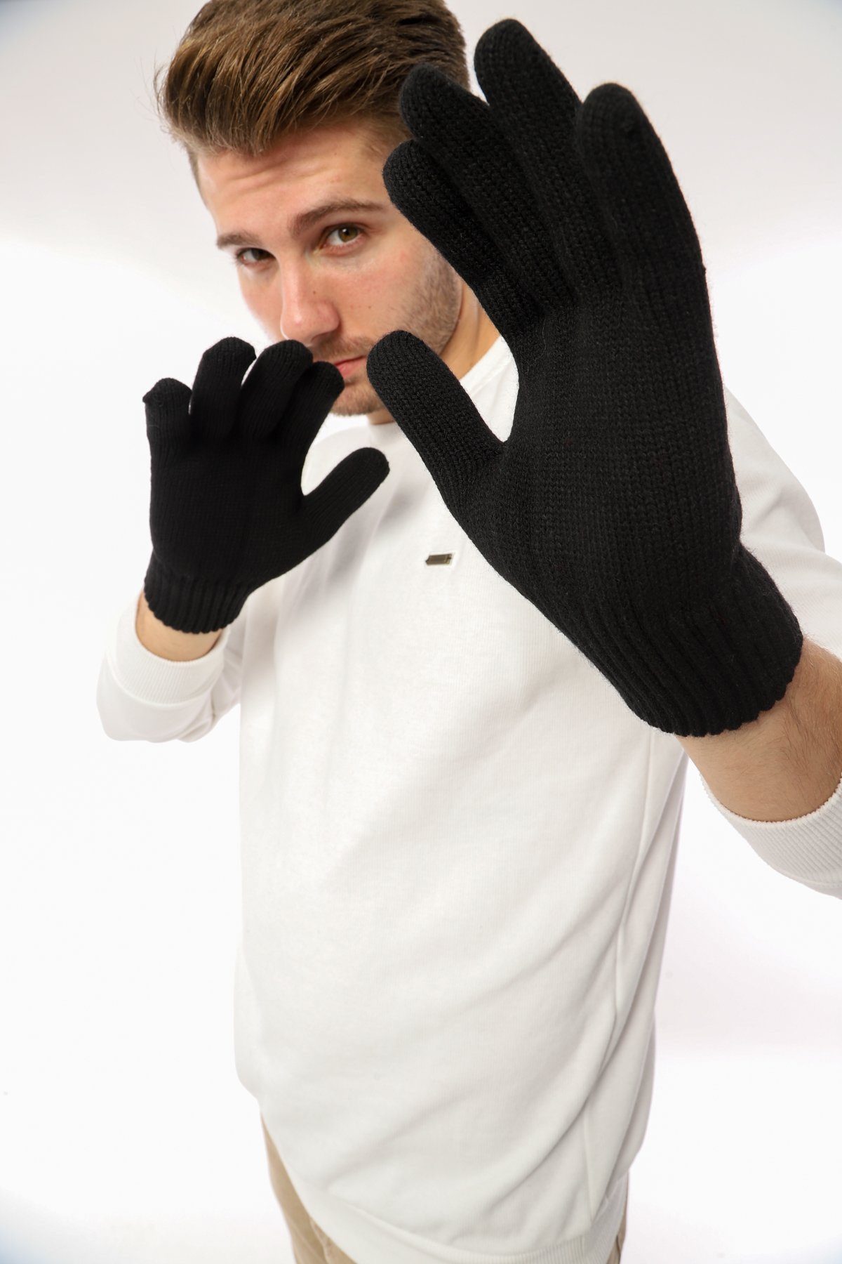 herémood Strickhandschuhe Premium Winterhandschuhe Schwarz Thermofutter Windschutz Unisex Warm (Exklusive Thermo Winterhandschuhe – Unisex Acryl schwarz, 2-St., Windschutz, Thermofutter & atmungsaktive Strickqualität) Hochwertig, robust & warm – stilvolle Premium Winterhandschuhe