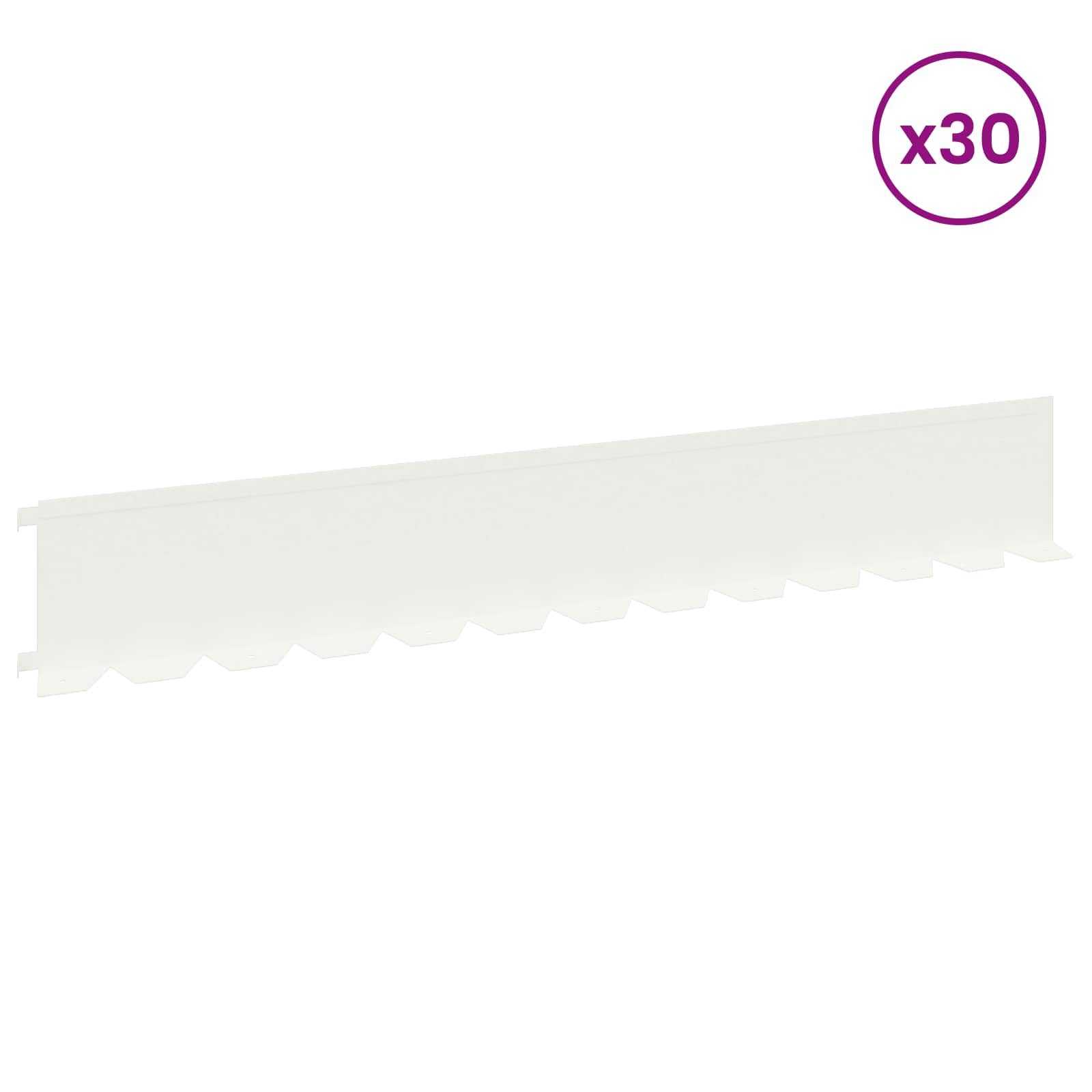 vidaXL Beetumrandung Raseneinfassung 30 Stk. 102 x 15 x 4 cm Stahl Weiß