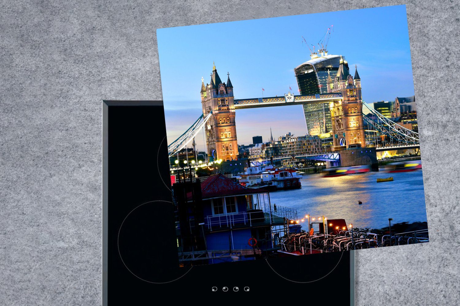 MuchoWow Herdblende-/Abdeckplatte Tower London Arbeitsplatte Ceranfeldabdeckung, Vinyl, cm, - tlg), England, (1 - küche Bridge für 78x78