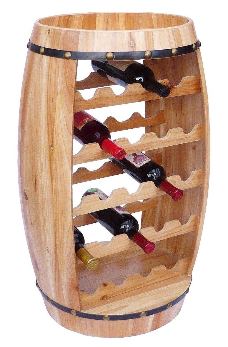 Weinregal Holz Weinfass 80 cm Flaschenregal Natur Bar