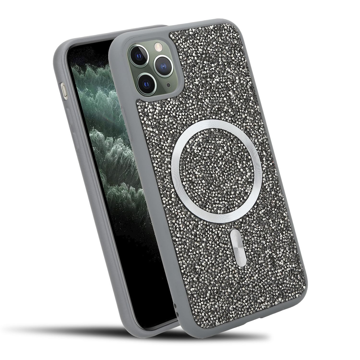 Cadorabo Handyhülle Apple iPhone 11 PRO MAX, Hülle Schutzhülle Case Cover kompatibel mit Magsafe Diamant Glitzer