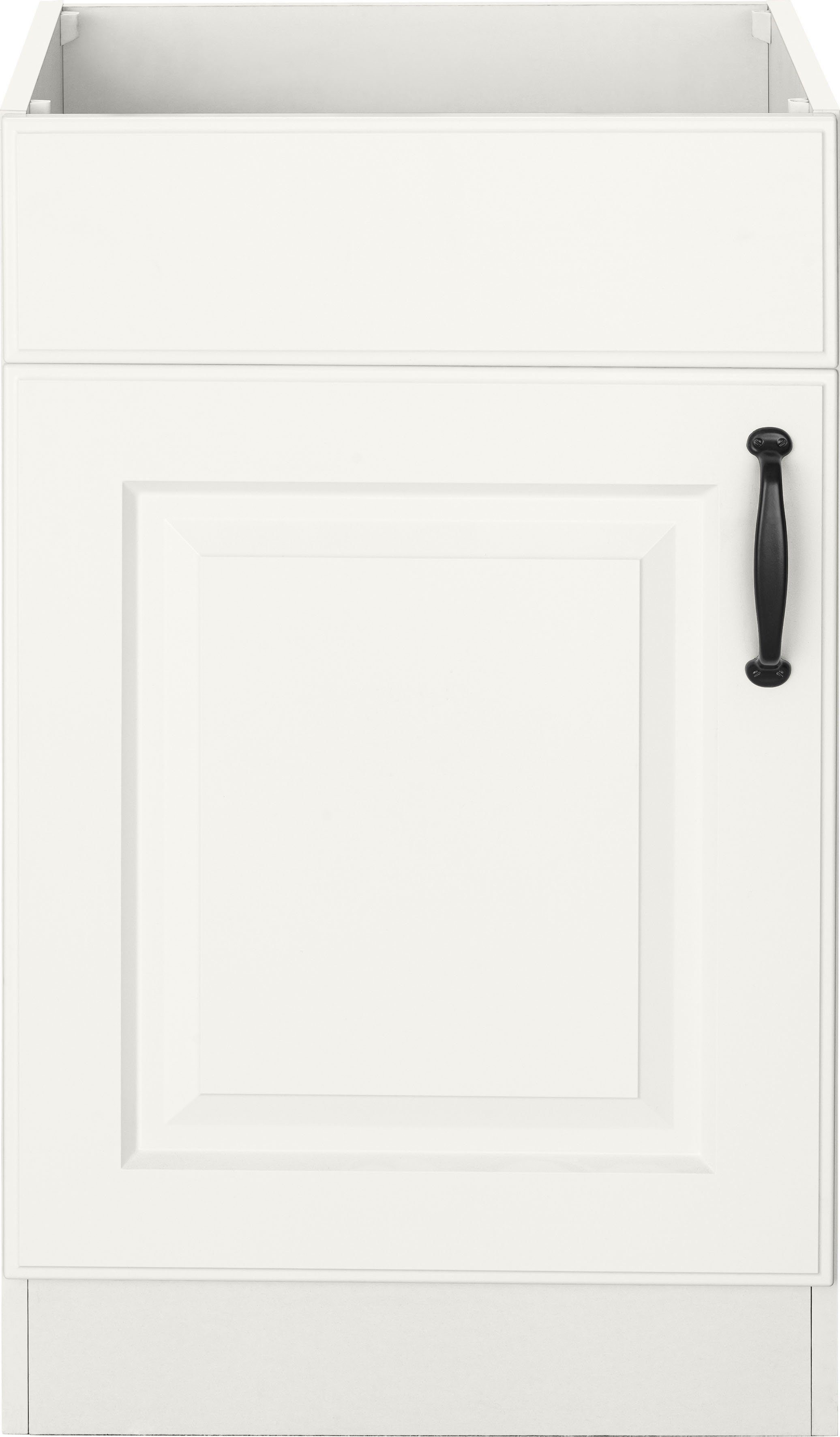 wiho Küchen Spülenschrank Erla 50 cm breit mit Kassettenfront, ohne Arbeitsplatte Weiß/Weiß | Weiß