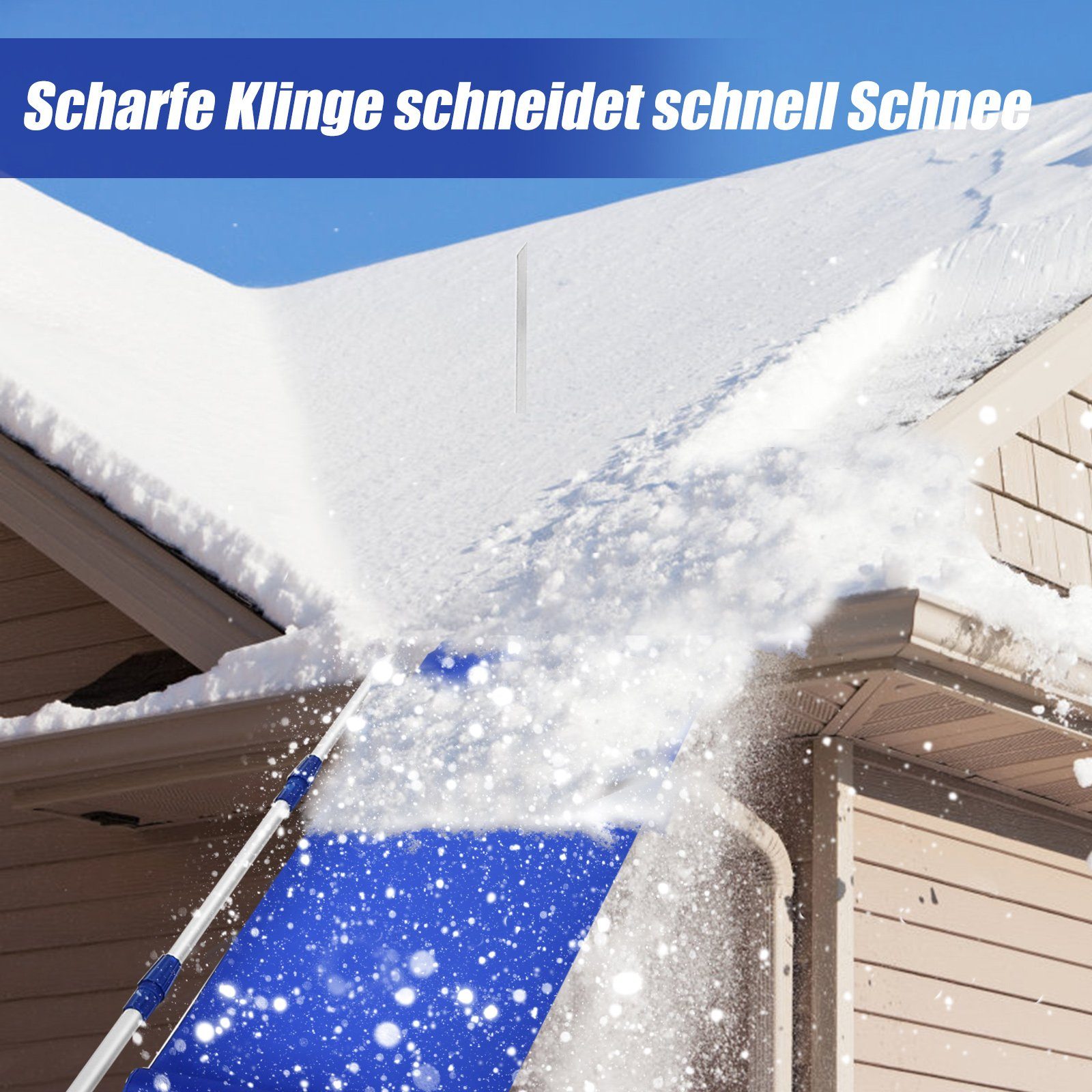 COSTWAY Schneeschieber, (1-tlg), mit 189-620cm verstellbarem Stiel & rädern