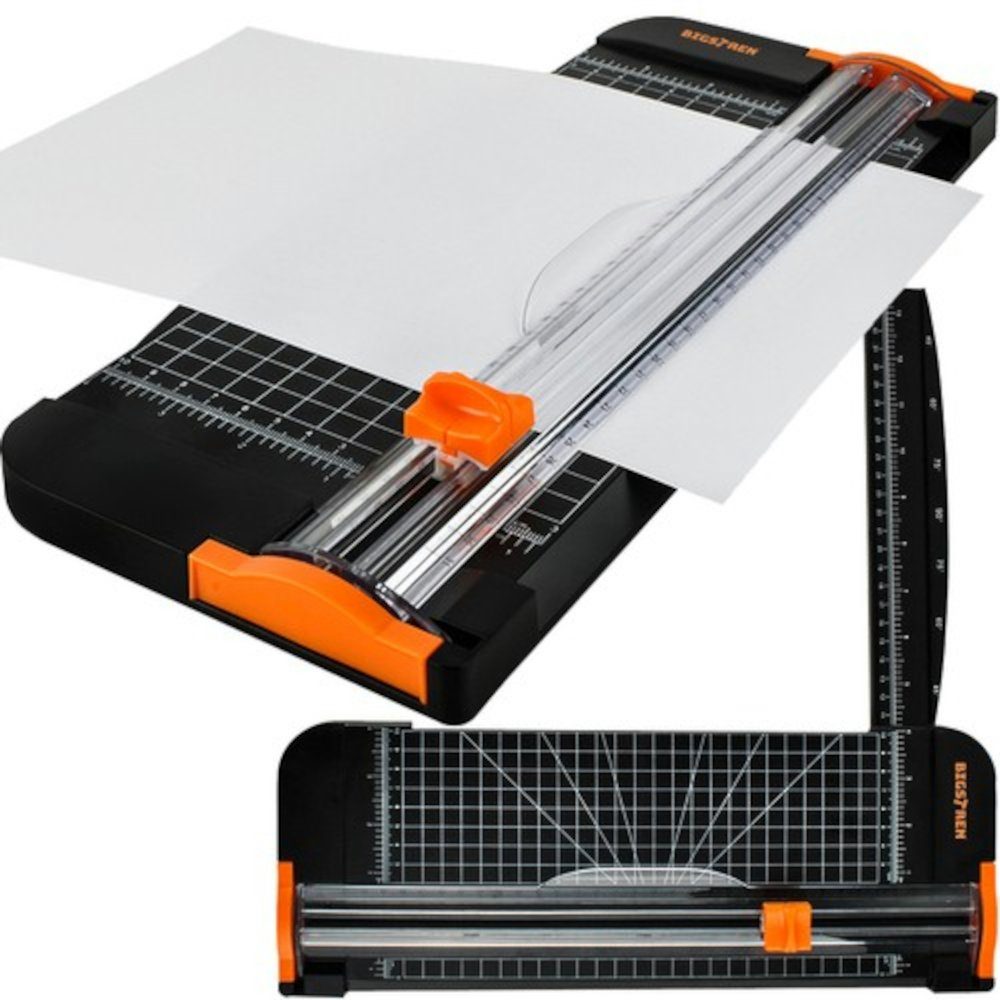 ISO TRADE Papierschneidegerät Papierschneider, Papier Schneidemaschine  Grußkarte Fingerschutz
