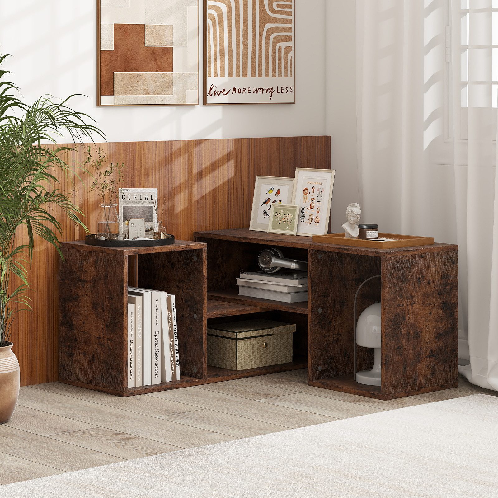 COSTWAY TV-Schrank TV-Regal freie Kombination, mit offenen Regalen, 110-134 günstig online kaufen