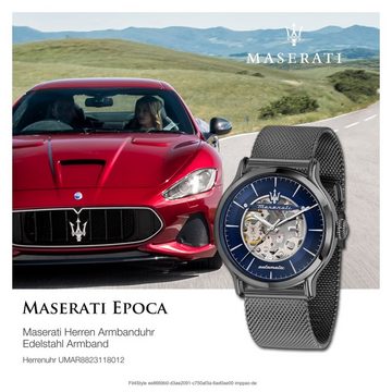 MASERATI Quarzuhr Maserati Herren Armband Epoca, Herrenuhr rund, groß (ca. 42mm) Edelstahlarmband, Made-In Italy