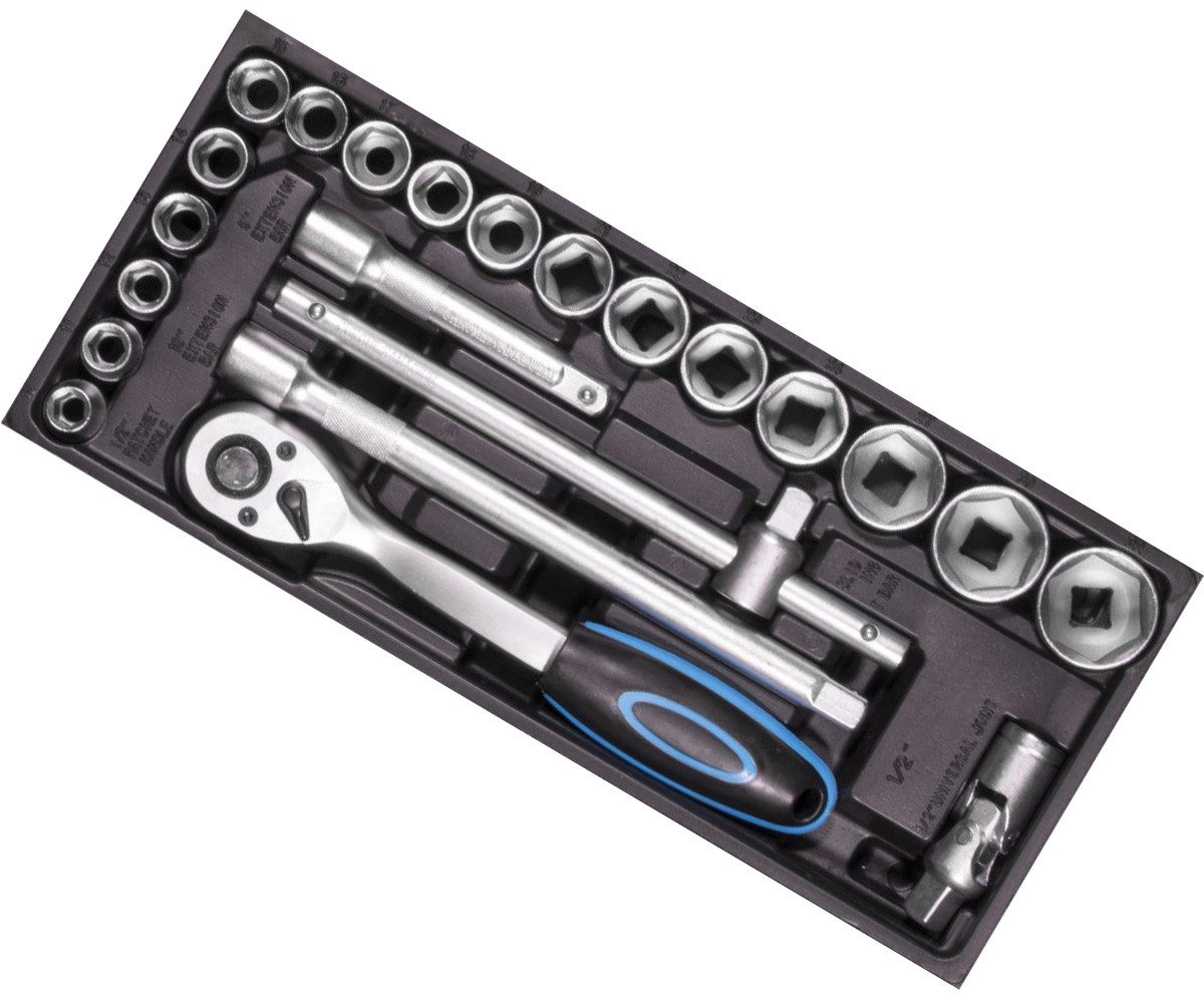 Bit- und Steckschlüsselset Steckschlüssel-Set 22-tlg. Güde Werkstatt-Set 1/2" Umschaltknarre