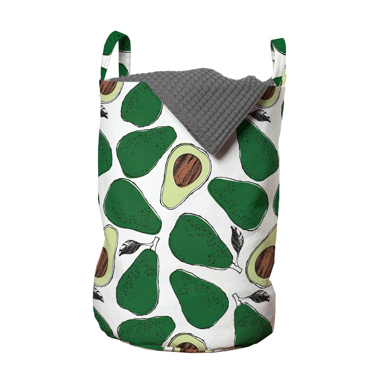 Abakuhaus Wäschesäckchen Wäschekorb mit Avocado Doodle Waschsalons, Slices Kordelzugverschluss für Avocado Griffen