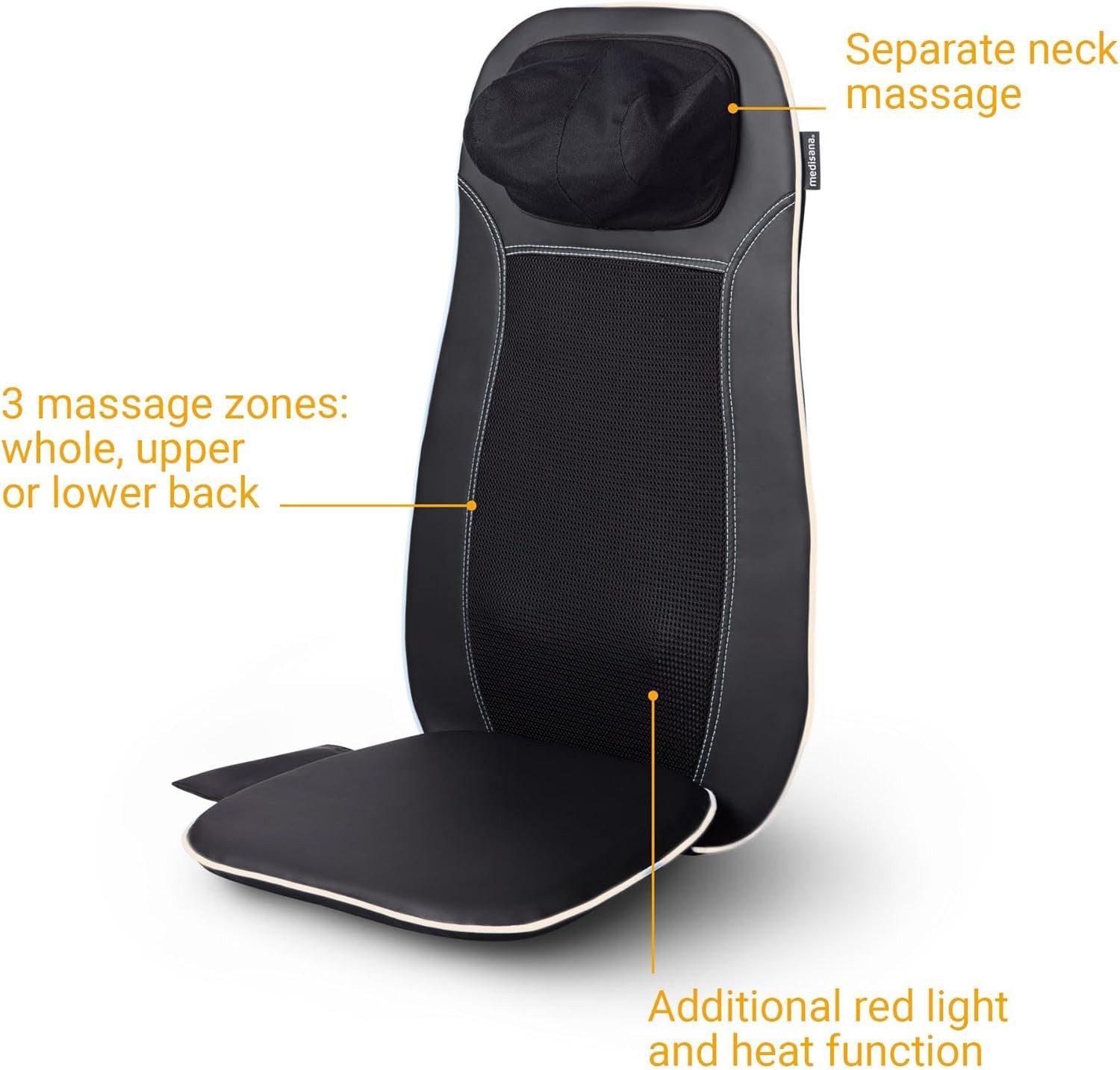 Massagesitzauflage MCN Shiatsu Rückenmassage & Nackenmassage, Inkl. Wärmefunktion