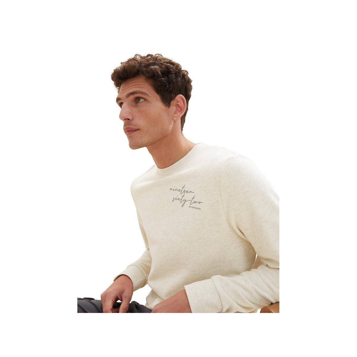 (1-tlg) Sweatshirt TOM melange beige TAILOR vintage beige